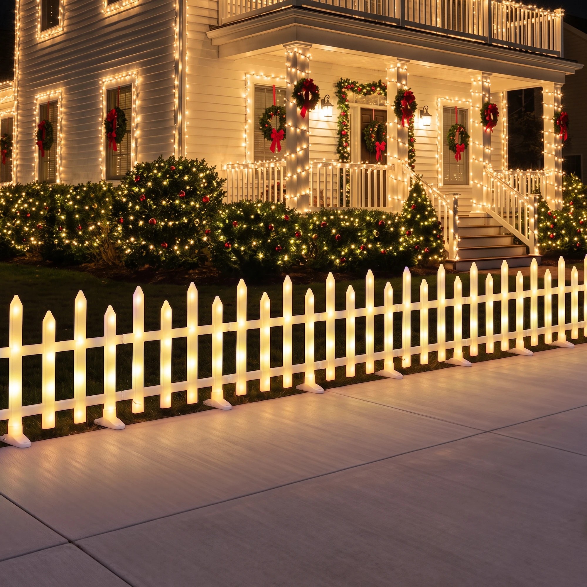 9 Jingle Jollys 3m Solar Christmas Fence Lights Outdoor Garden Path Decor Warm 8pc - White, 9 of 9