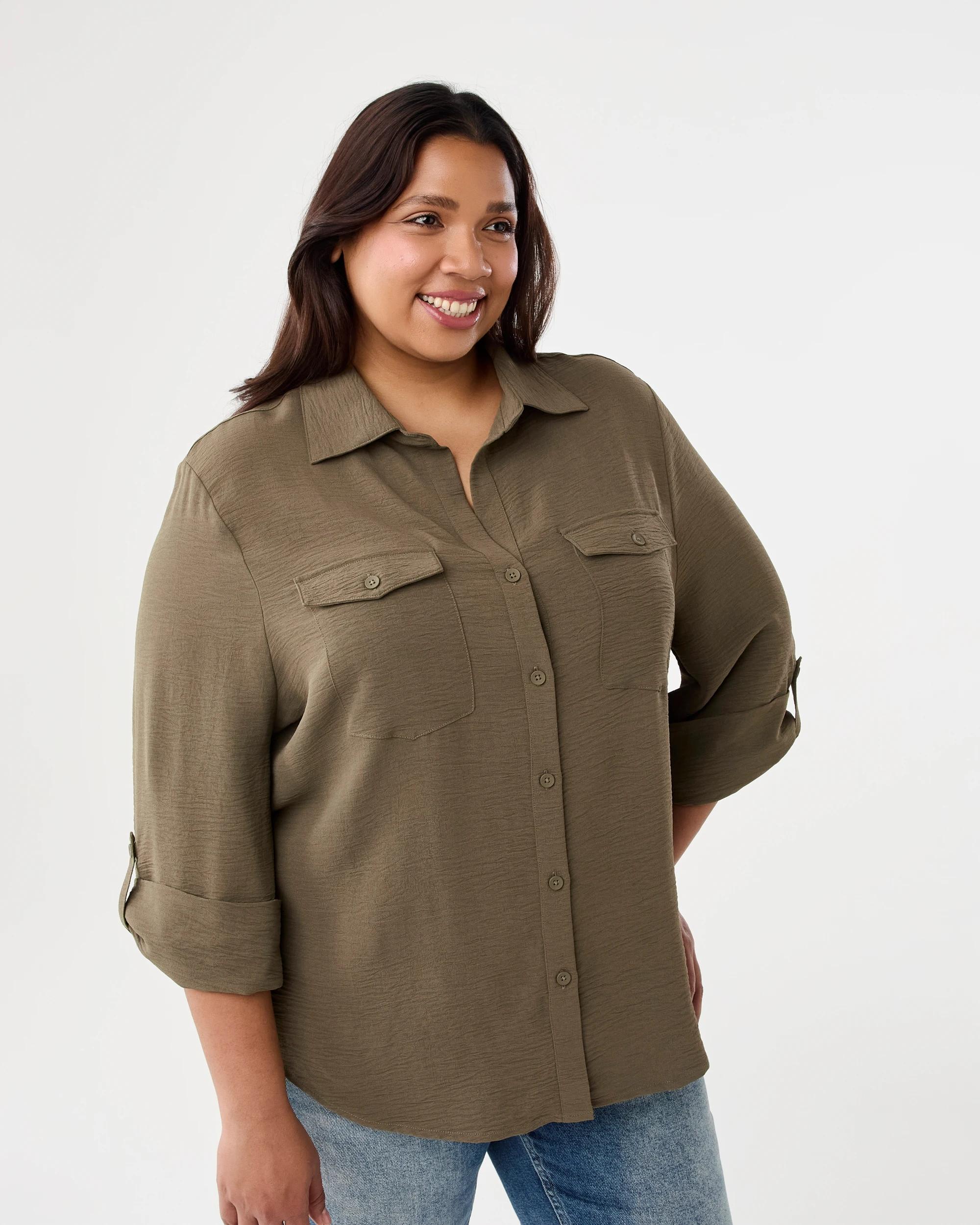 2 Curve Long Sleeve Pocket Shirt Deep Olive, 2 of 7