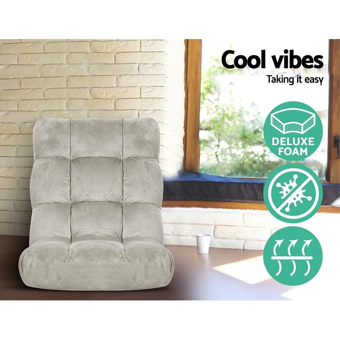 3 Artiss 4X Lounge Sofa Bed Flannel Fabric - Grey, 3 of 9