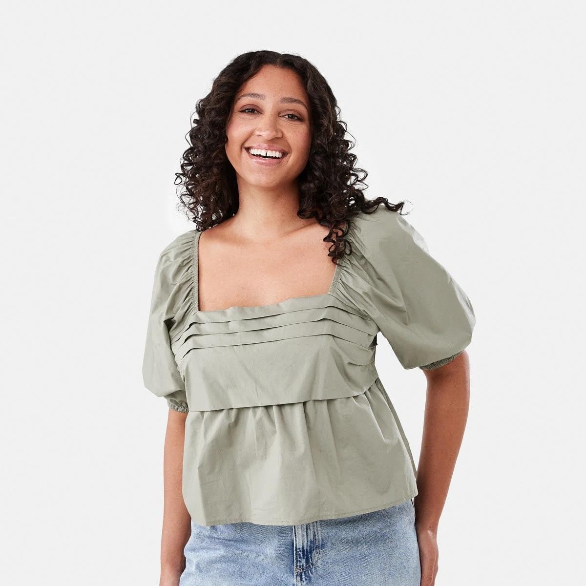 1 Short Sleeve Puff Sleeve Top Pave Grey, 1 of 7