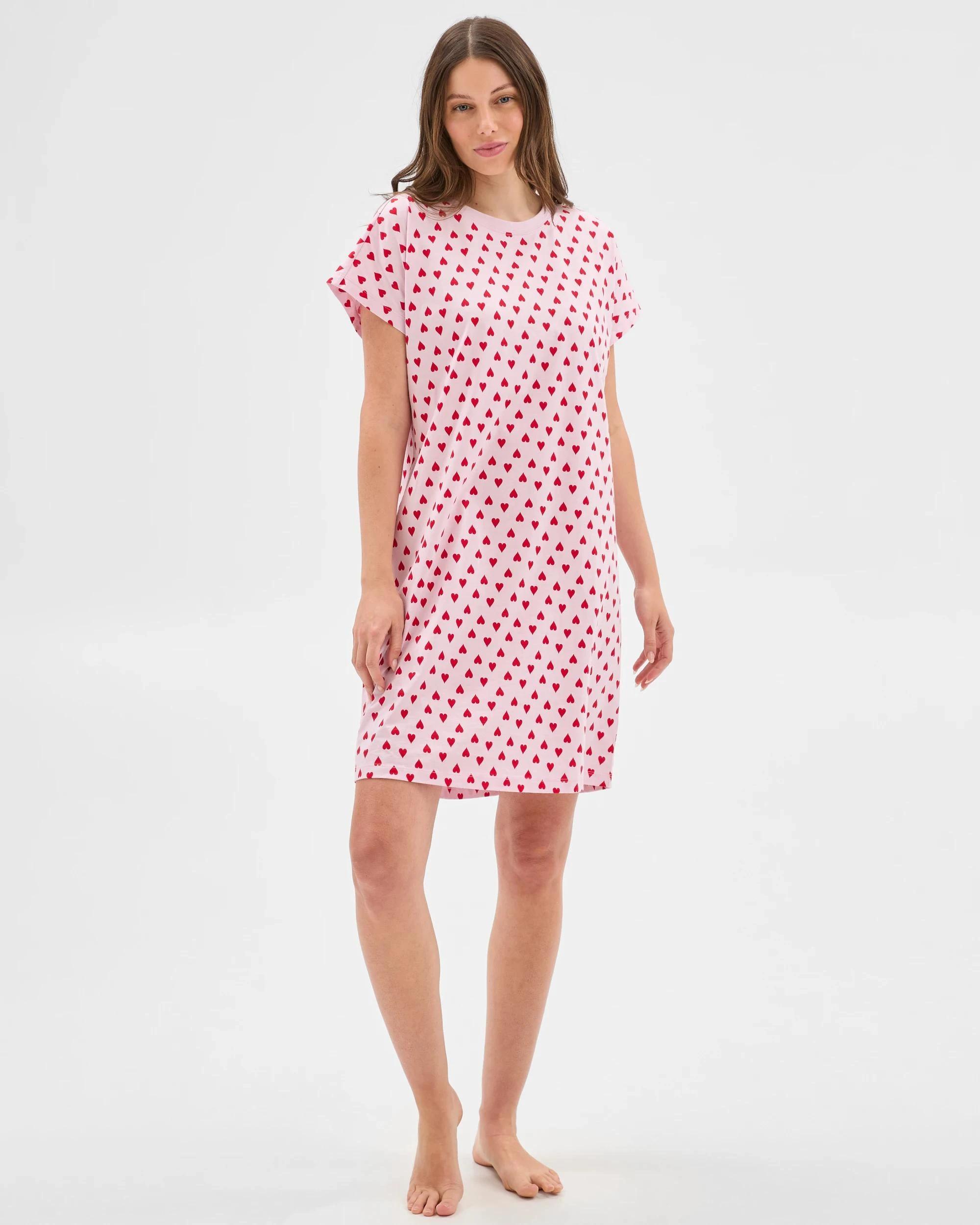 2 Target Woman Australian Cotton T-Shirt Nightie PINK HEART, 2 of 6