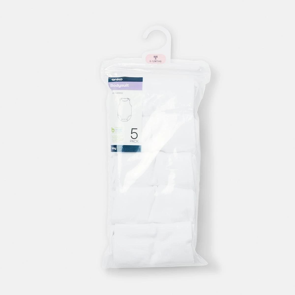 4 5 Pack Sleeveless Bodysuits WHITE MULTI PACK, 4 of 4