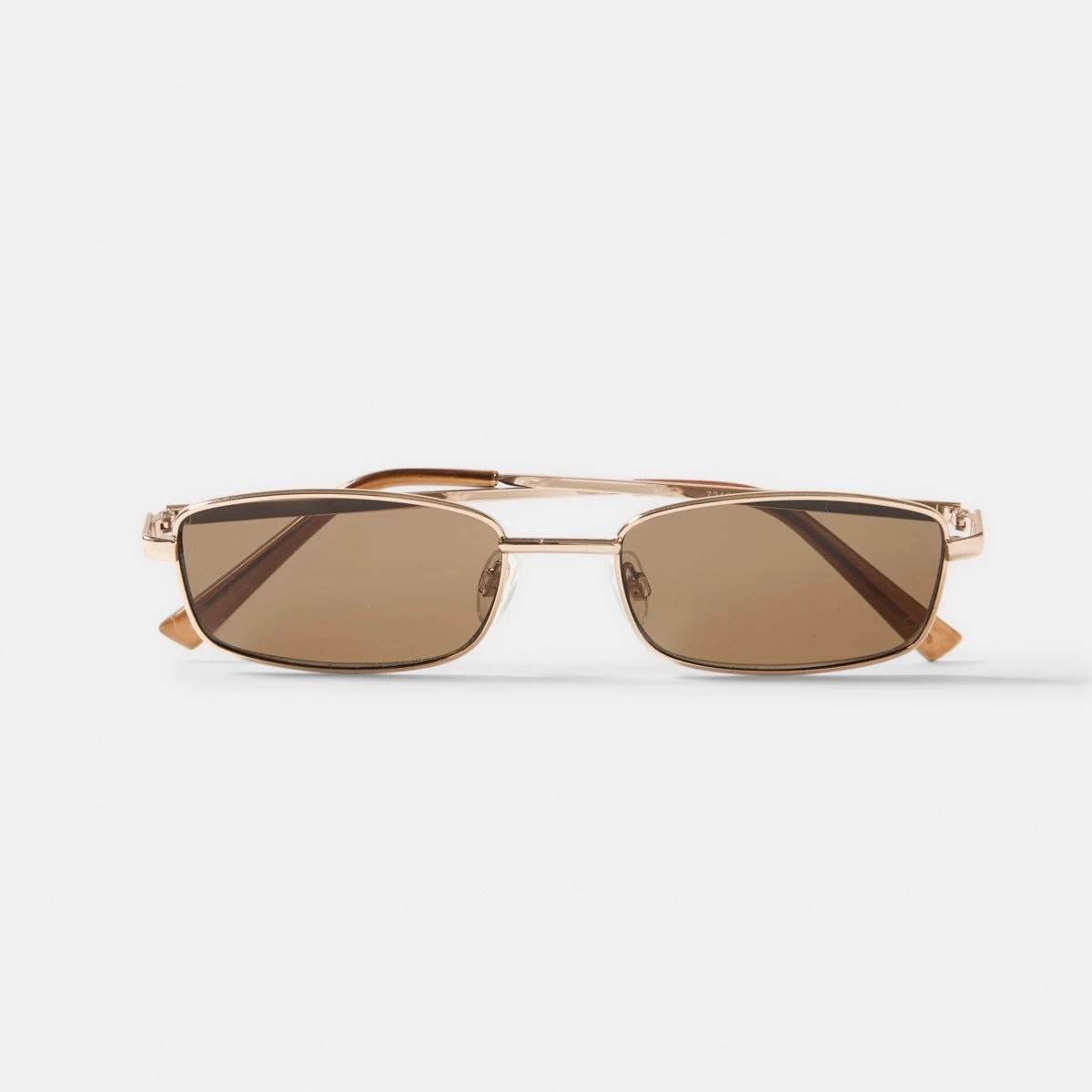 2 Rectangle Metal Sunglasses Gold, 2 of 6