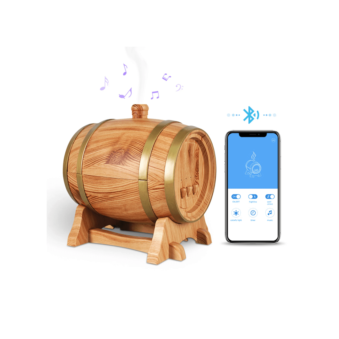 3 TODO 350Ml Bluetooth Speaker Humidifier Aromatherapy Diffuser Ultrasonic Led + Essential Oil - Oak Wood, 3 of 3