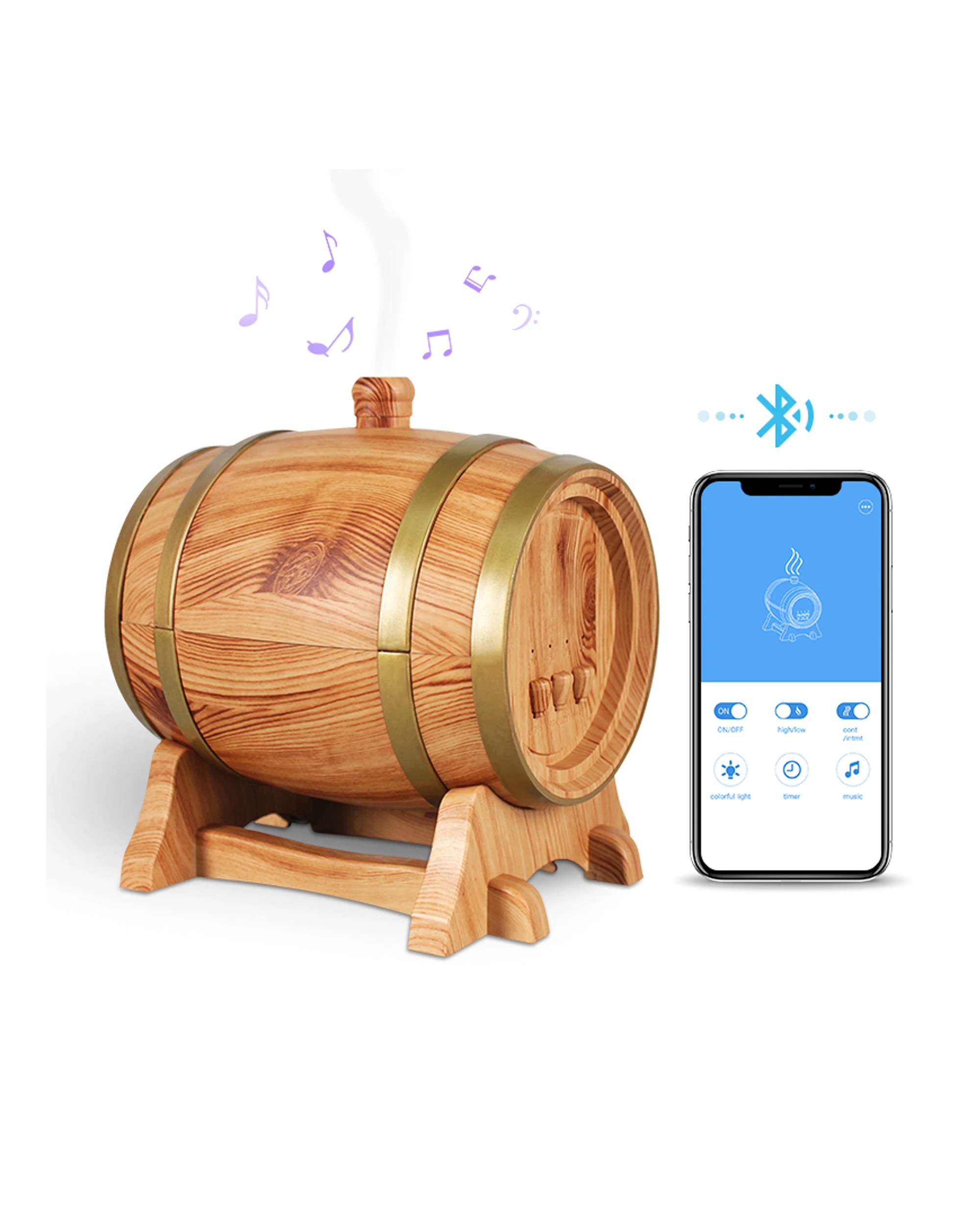 3 TODO 350Ml Bluetooth Speaker Humidifier Aromatherapy Diffuser Ultrasonic Led + Essential Oil - Oak Wood, 3 of 3