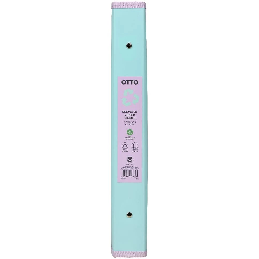 2 Otto A4 2 D-Ring Zipper Binder Mint, 2 of 5