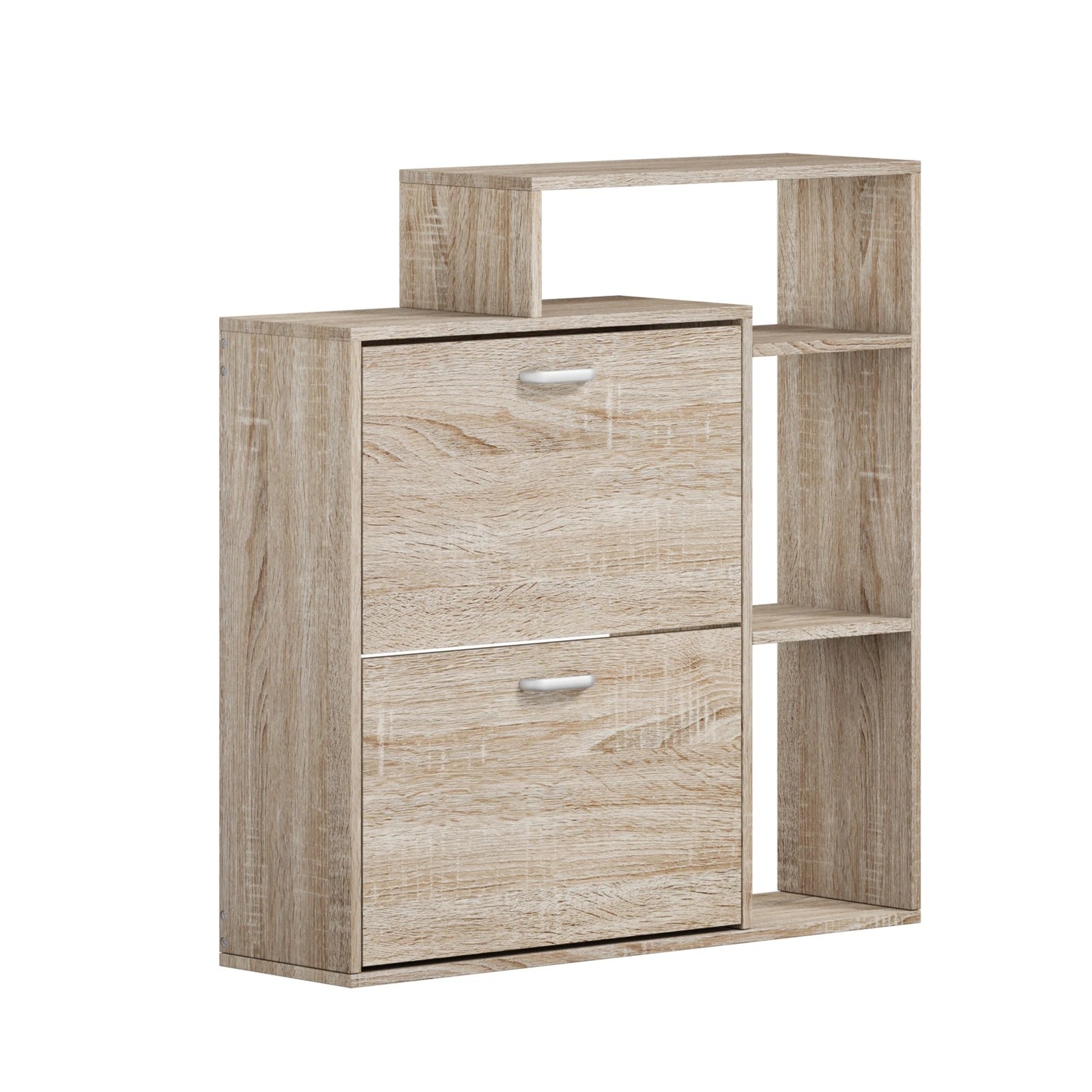3 Oikiture Shoe Cabinet Storage 2 Doors Shoes Rack Display with Shelves - Natural, 3 of 8