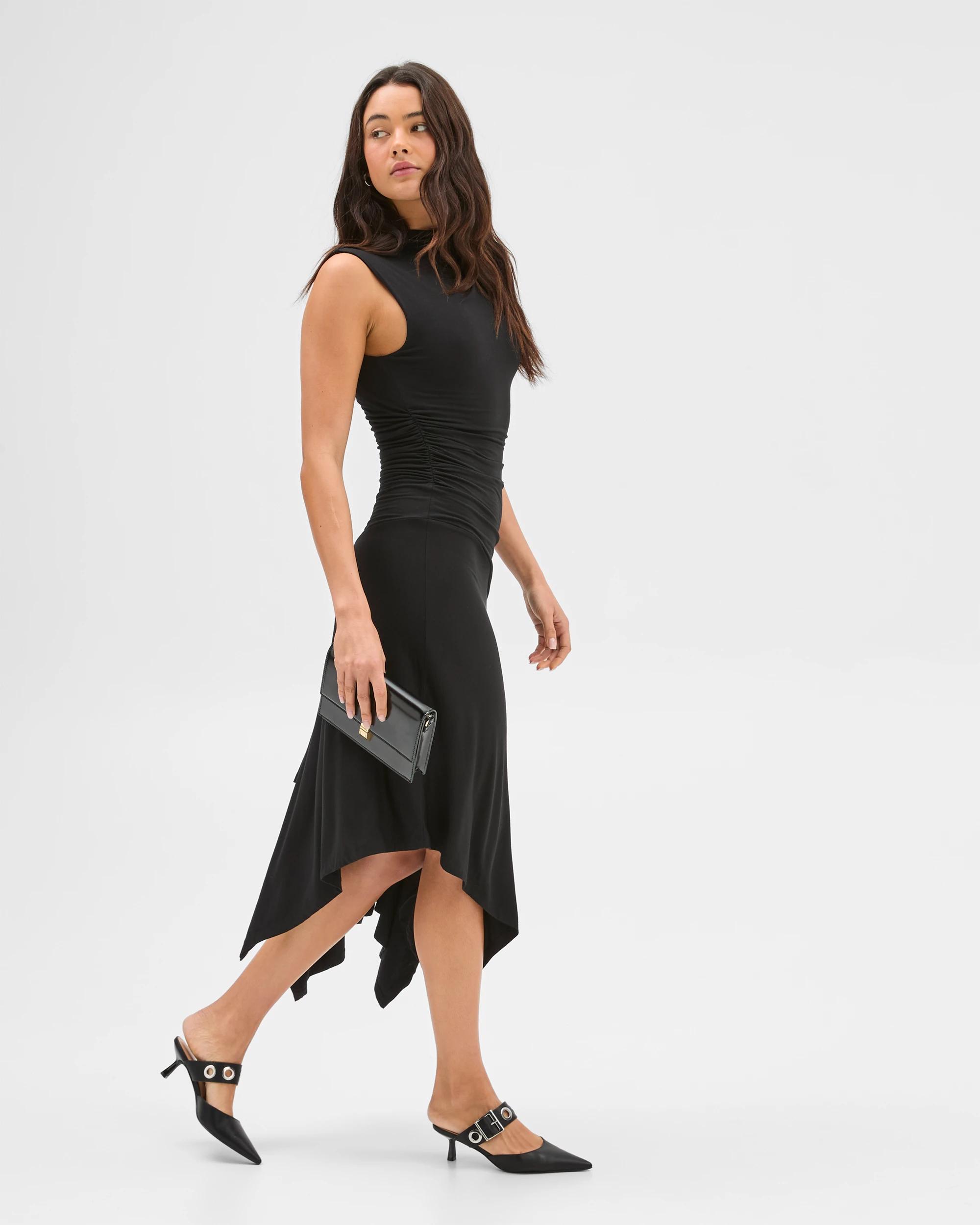 6 Drape Hanky Hem Midi Dress - Lily Loves BLACK, 6 of 7