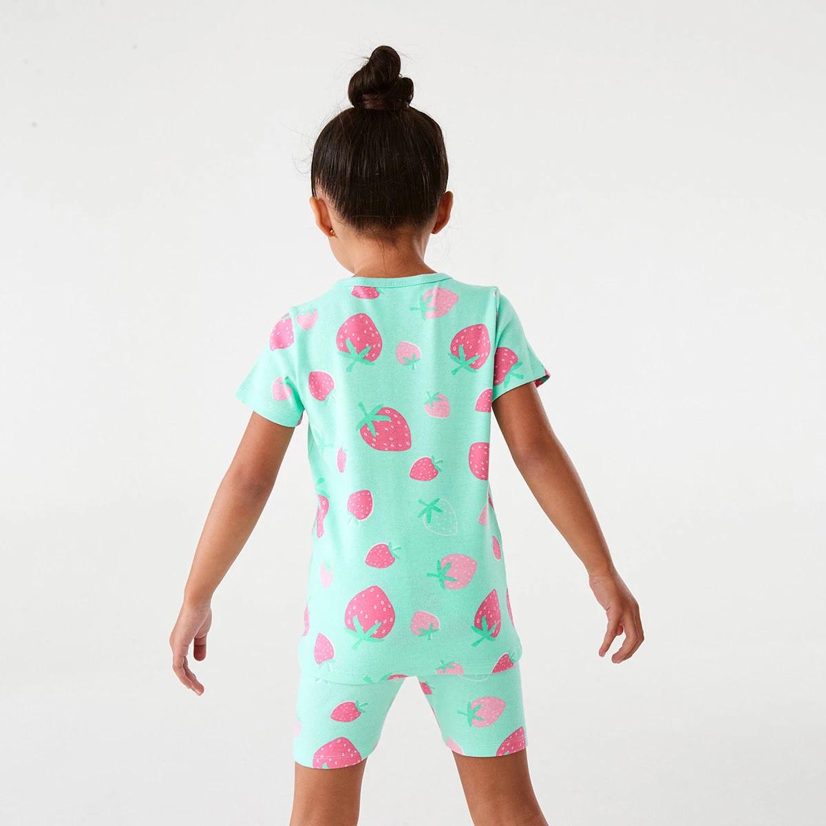 2 Short Sleeve Skinny Rib Knit Pyjama Set Strwbrywhl, 2 of 10