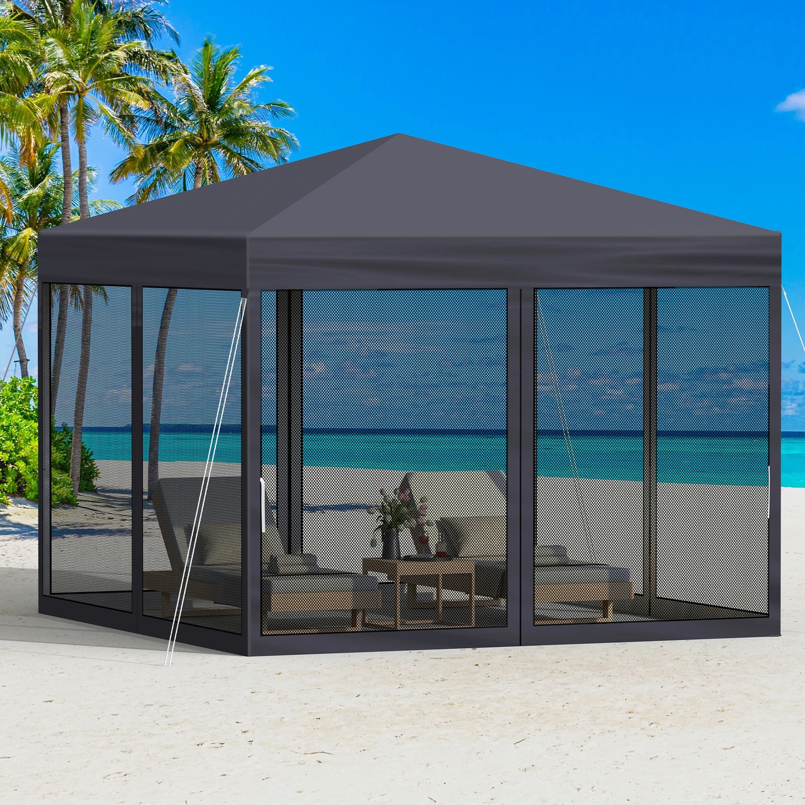 6 Alfordson Pop Up Marquee Outdoor Tent Mesh Wall 3x3m Gazebo - Grey, 6 of 10