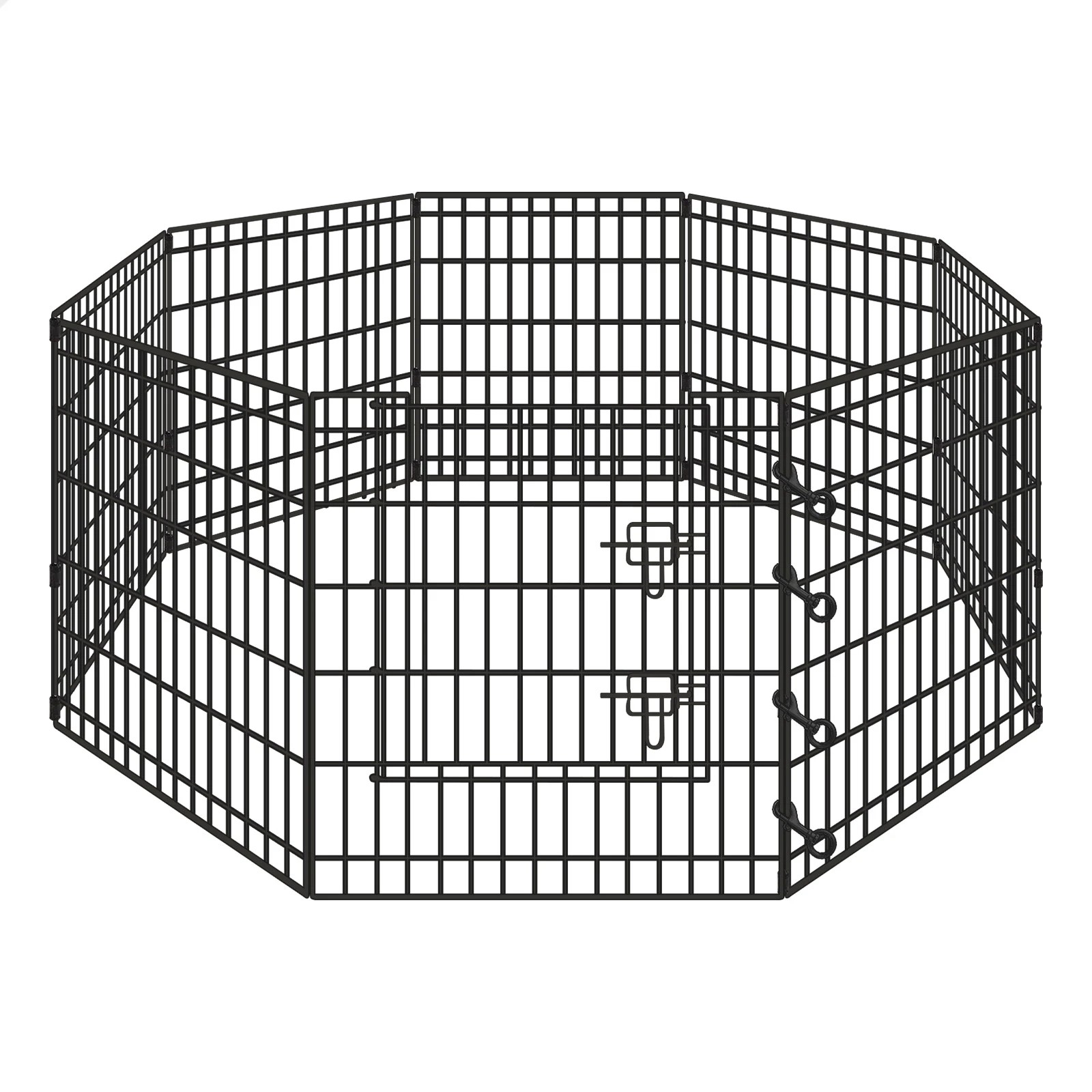 1 Beastie Dog Playpen Pet Metal Cage Fence 8 Panel Enclosure Puppy Pen 30" - Black, 1 of 6