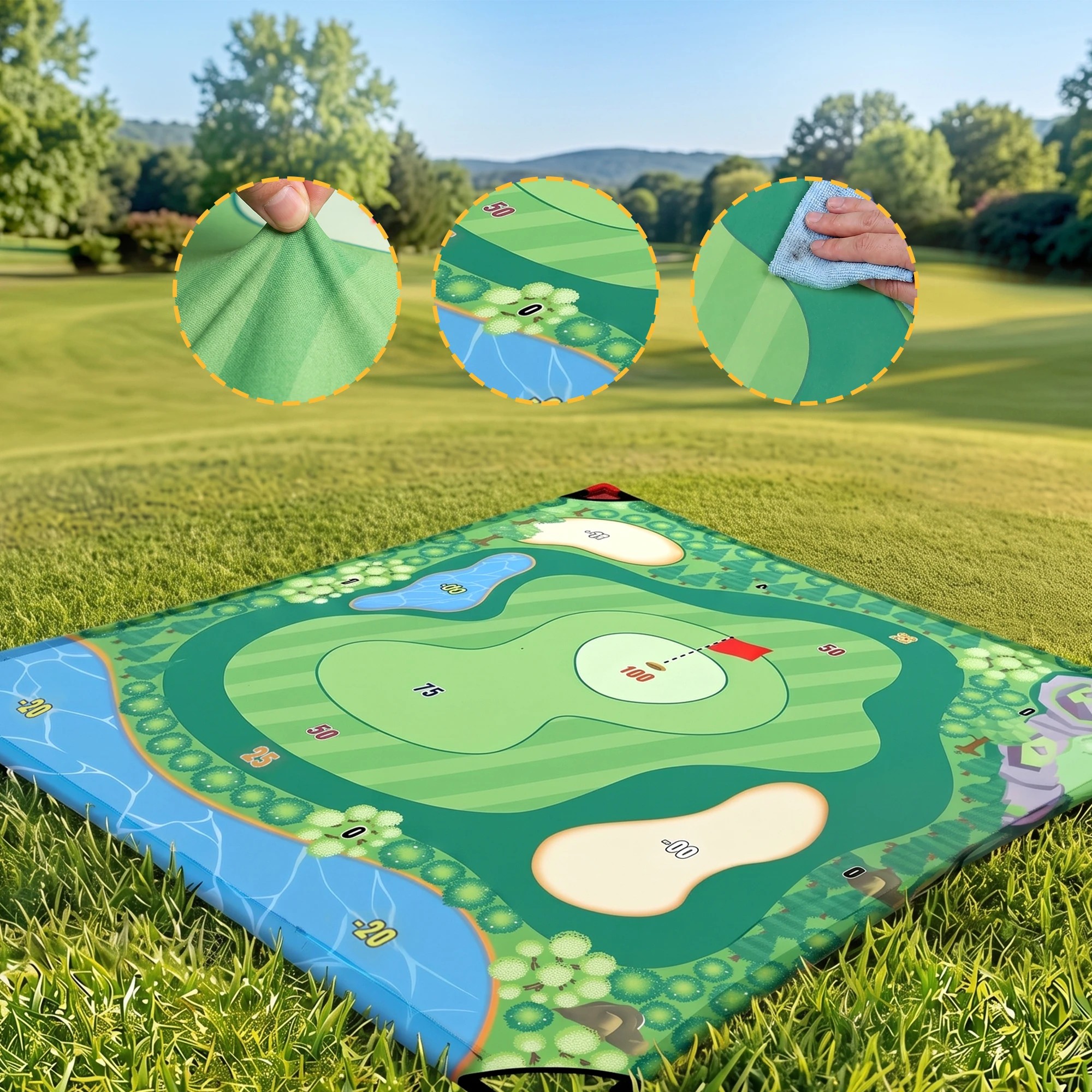 5 Keezi Kids Golf Play Set Chipping Game, 24 Sticky Balls, Adjustable Club & 2 Hitting Mats - Green, 5 of 9