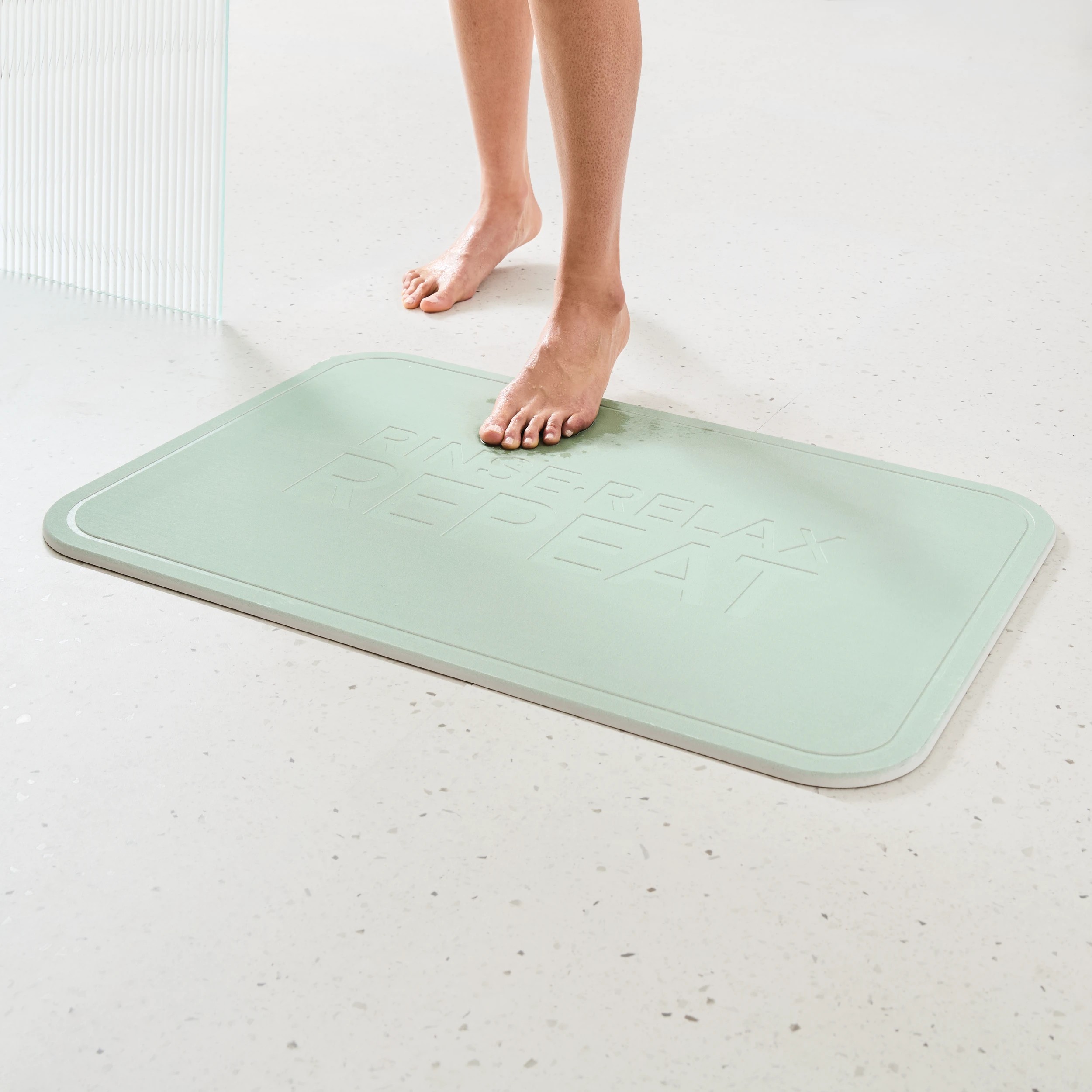 2 Stone Dry Bathmat and Tray Set - Sage, 2 of 10