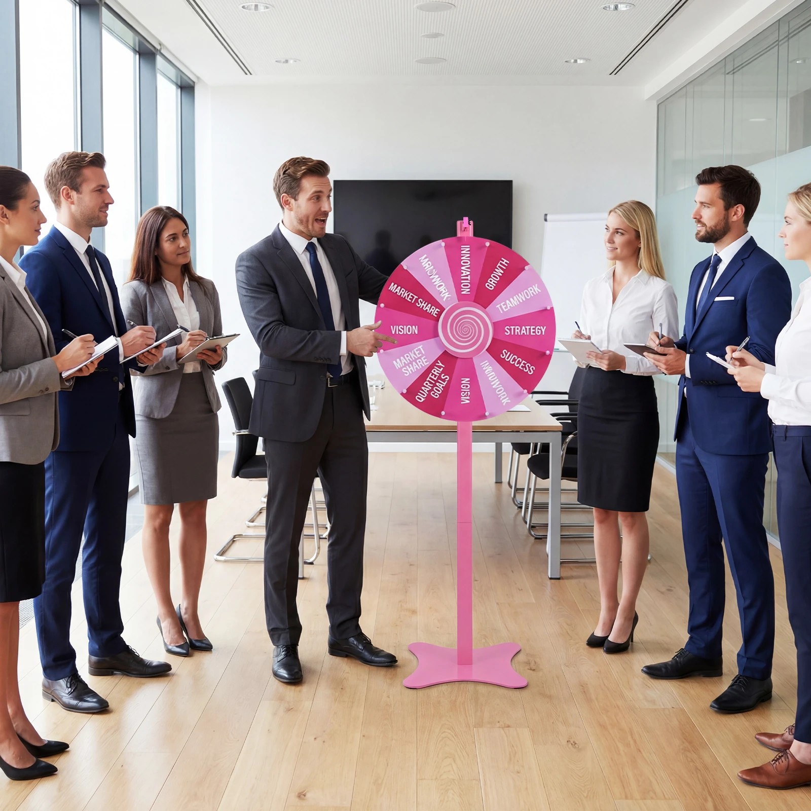 3 Costway 77-152cm Prize Wheel Wheel Spinner Tabletop/Floor Stand Editable 12 Slot, 3 of 4