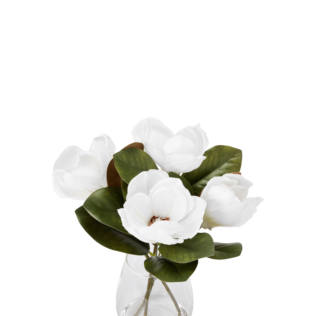 3 Artificial Magnolias in Glass Vase, 3 of 4