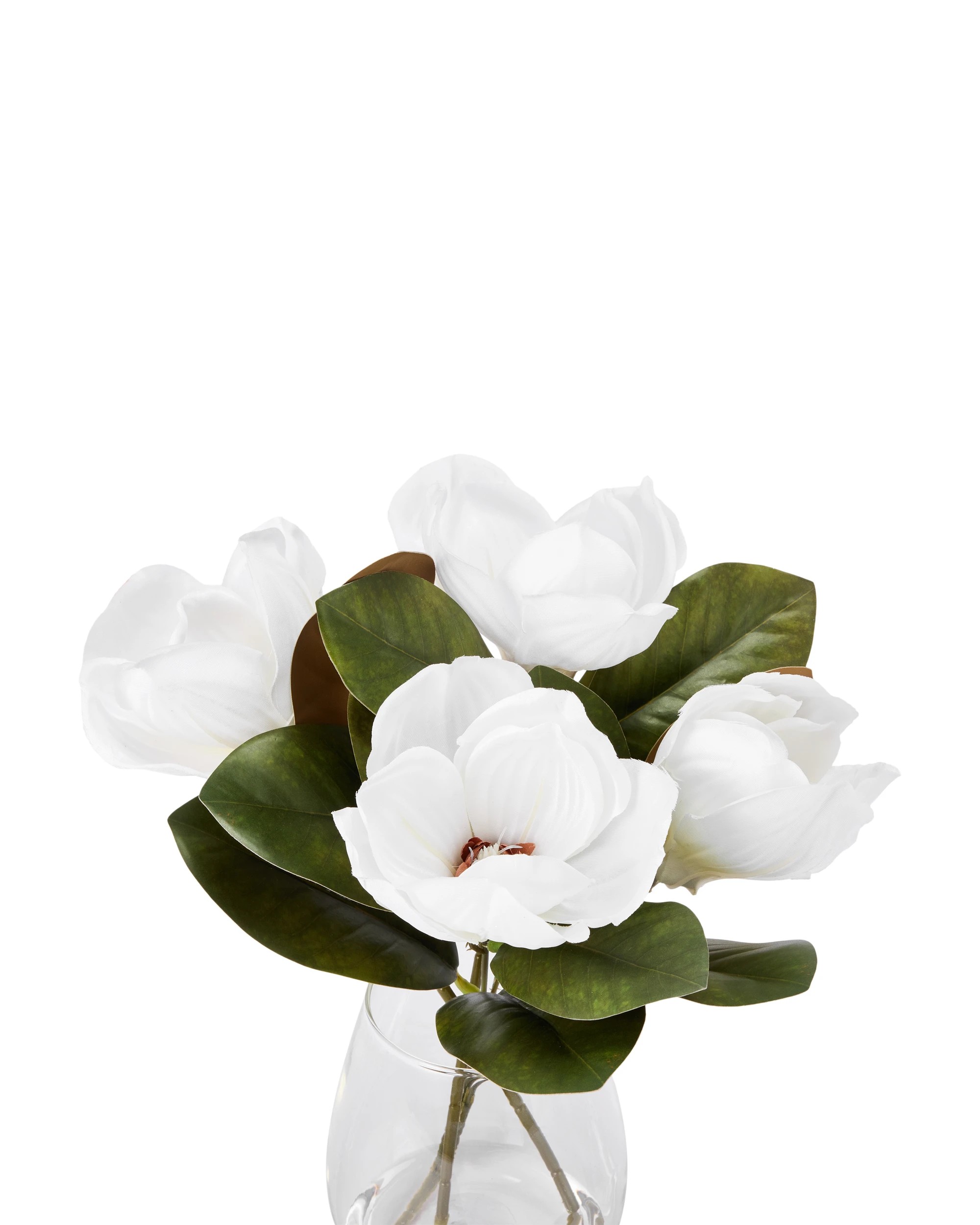 3 Artificial Magnolias in Glass Vase, 3 of 4