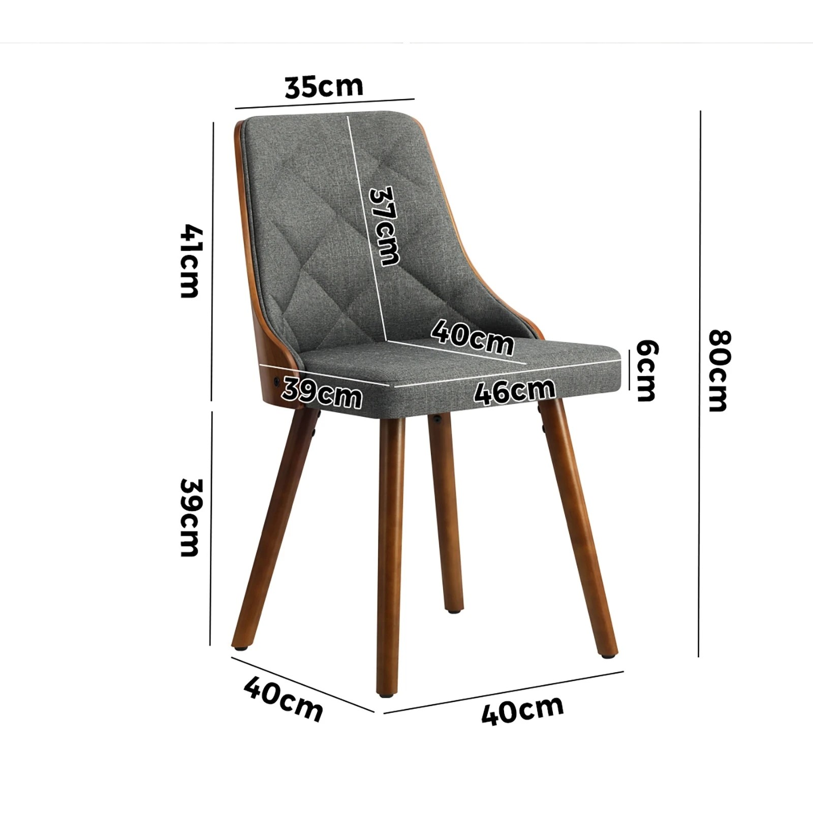 9 Oikiture Dining Chairs Wooden Chair Kitchen Cafe Faux Linen fabric Padded Seatx4 - Grey, 9 of 9