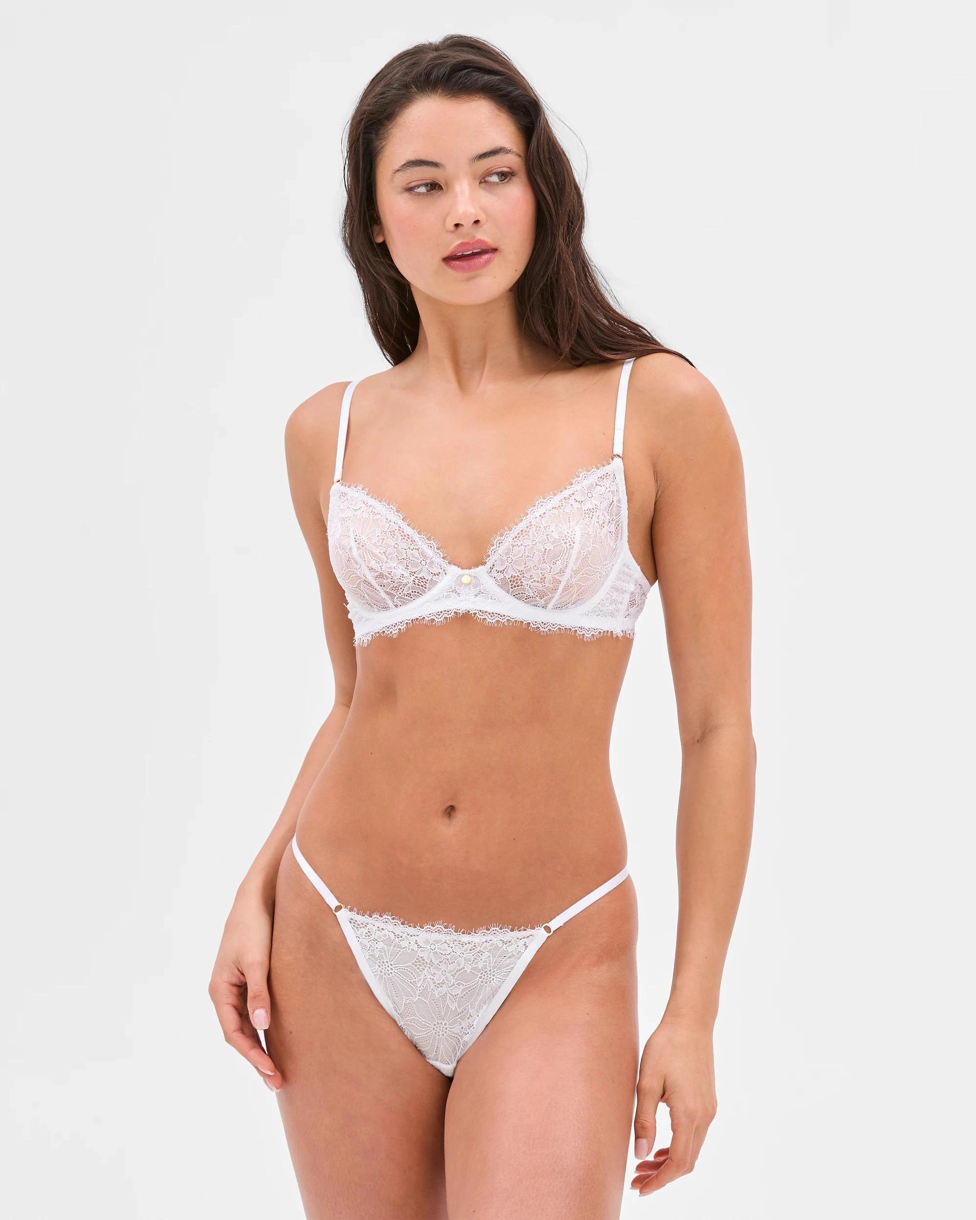 3 Chella Lace G-String Briefs - Lily Loves WHITE, 3 of 3