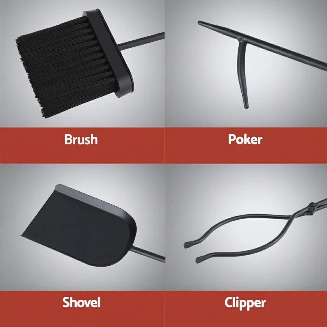 5 Grillz 5Pcs Fireplace Tools Set Fire Tools for Indoor Outdoor - Black, 5 of 8