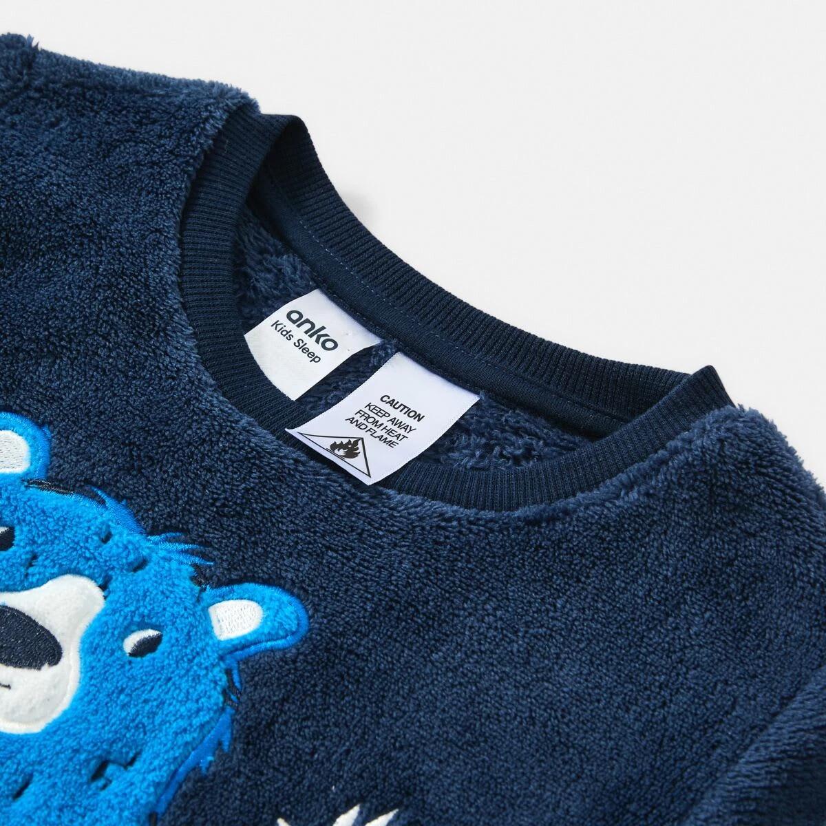 7 Fluffy Pyjama Set Nvy Bear, 7 of 8