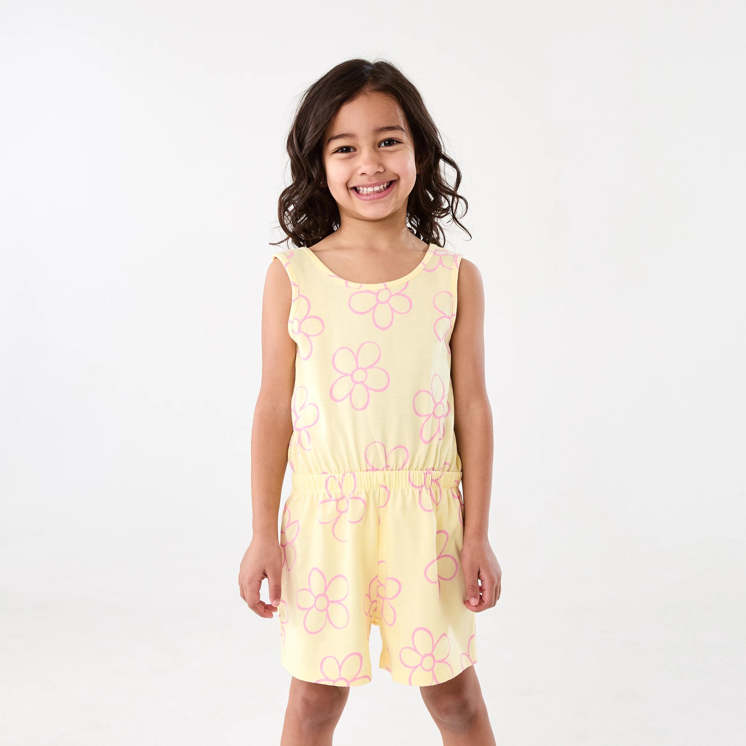 1 Printed Playsuit OUTLINED DAISY BUTTER CREAM, 1 of 8