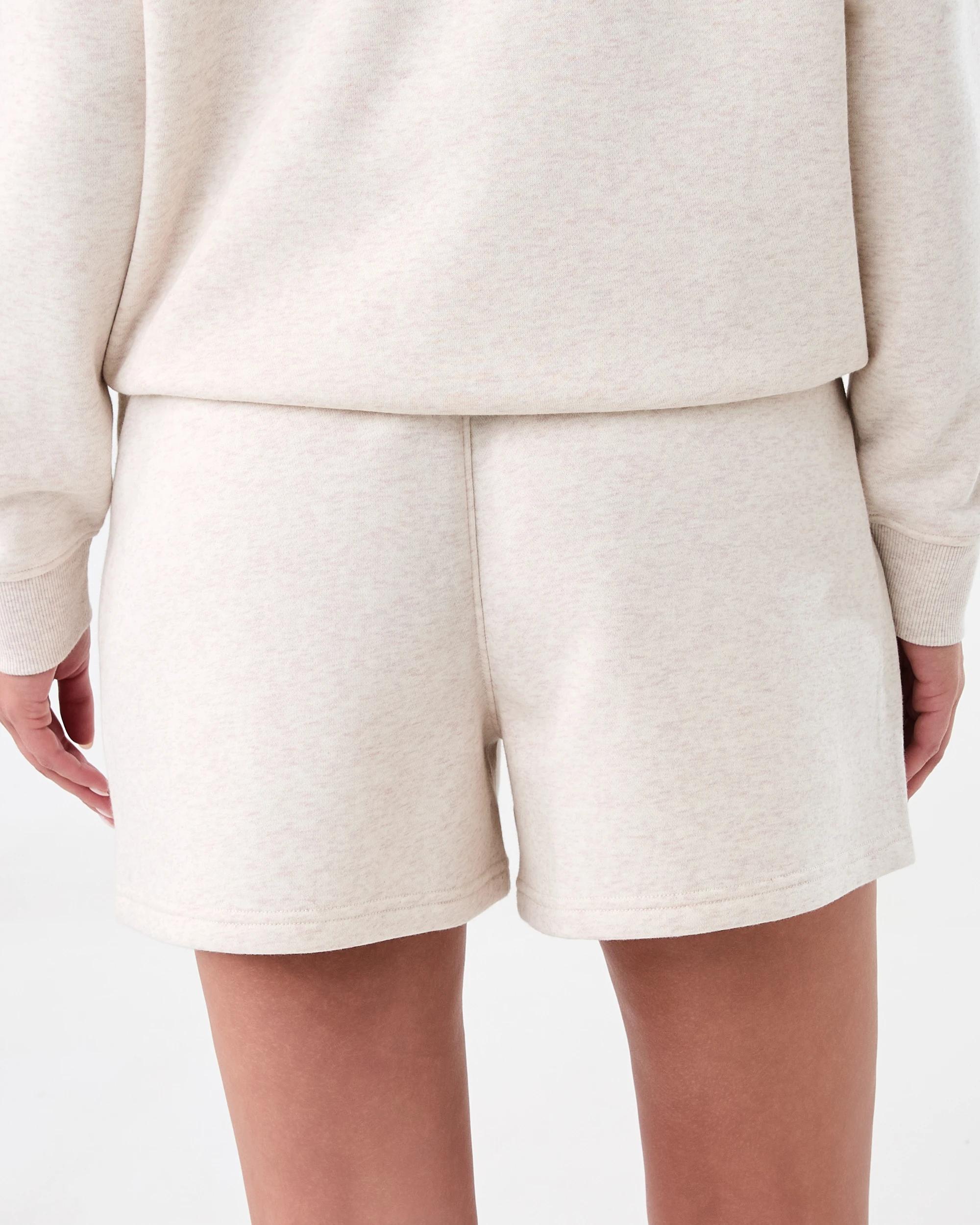 3 Active Womens Fleece Shorts Oatmeal, 3 of 6