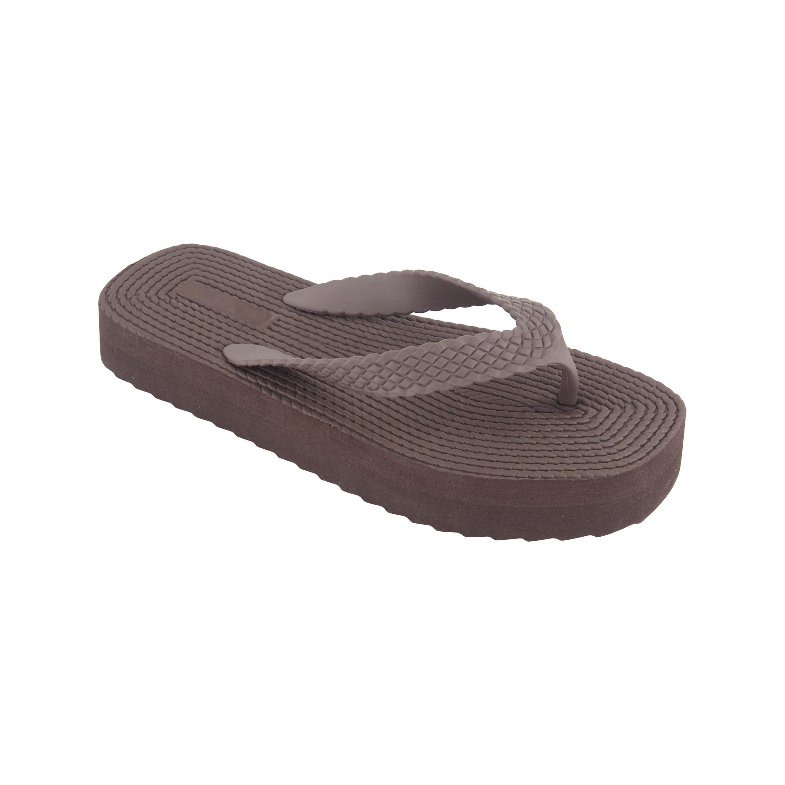 1 Textured Platform Thongs Deep Cocoa, 1 of 3