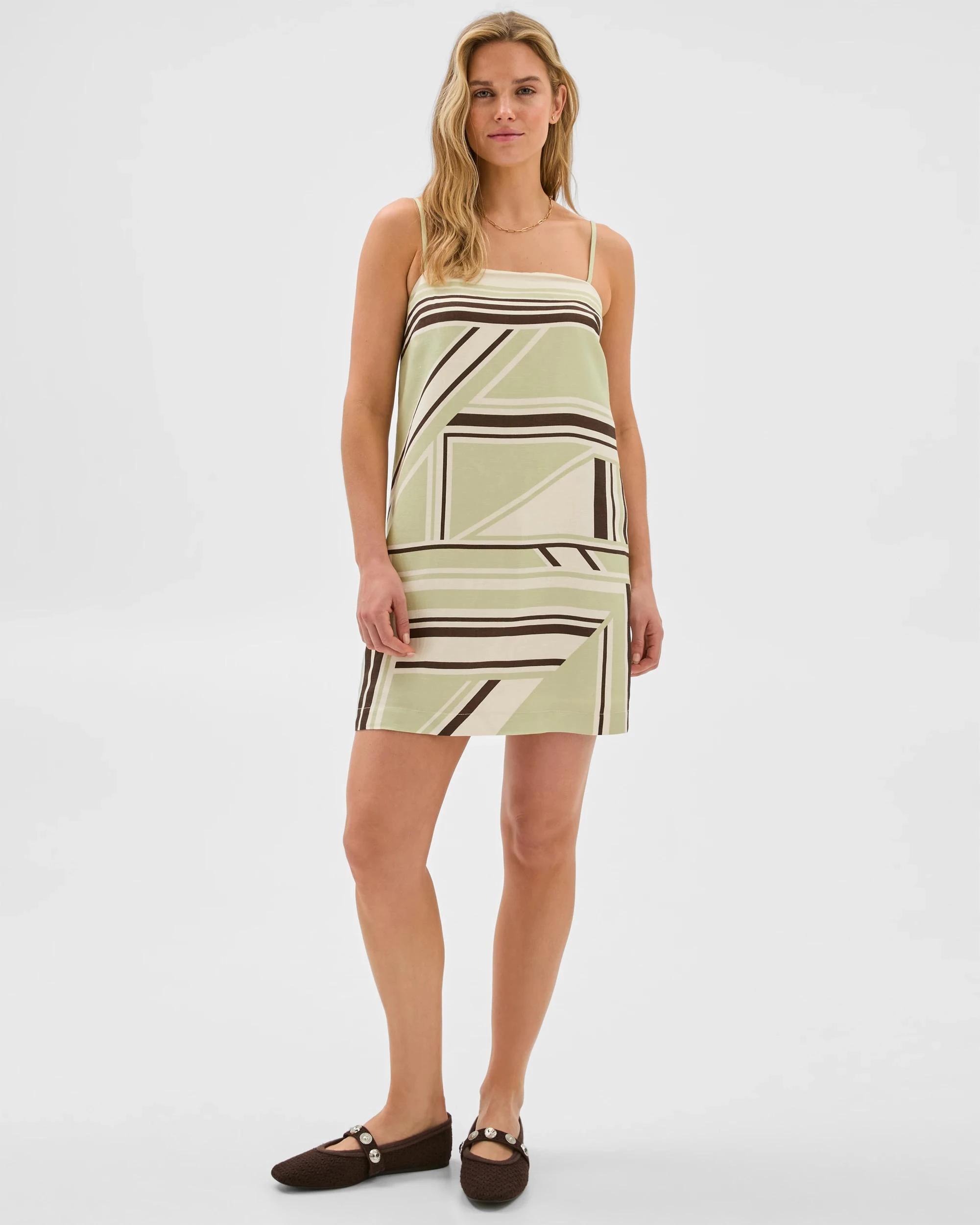 4 European Linen Blend Printed Mini Dress - Lily Loves ABSTRACT PRINT, 4 of 5