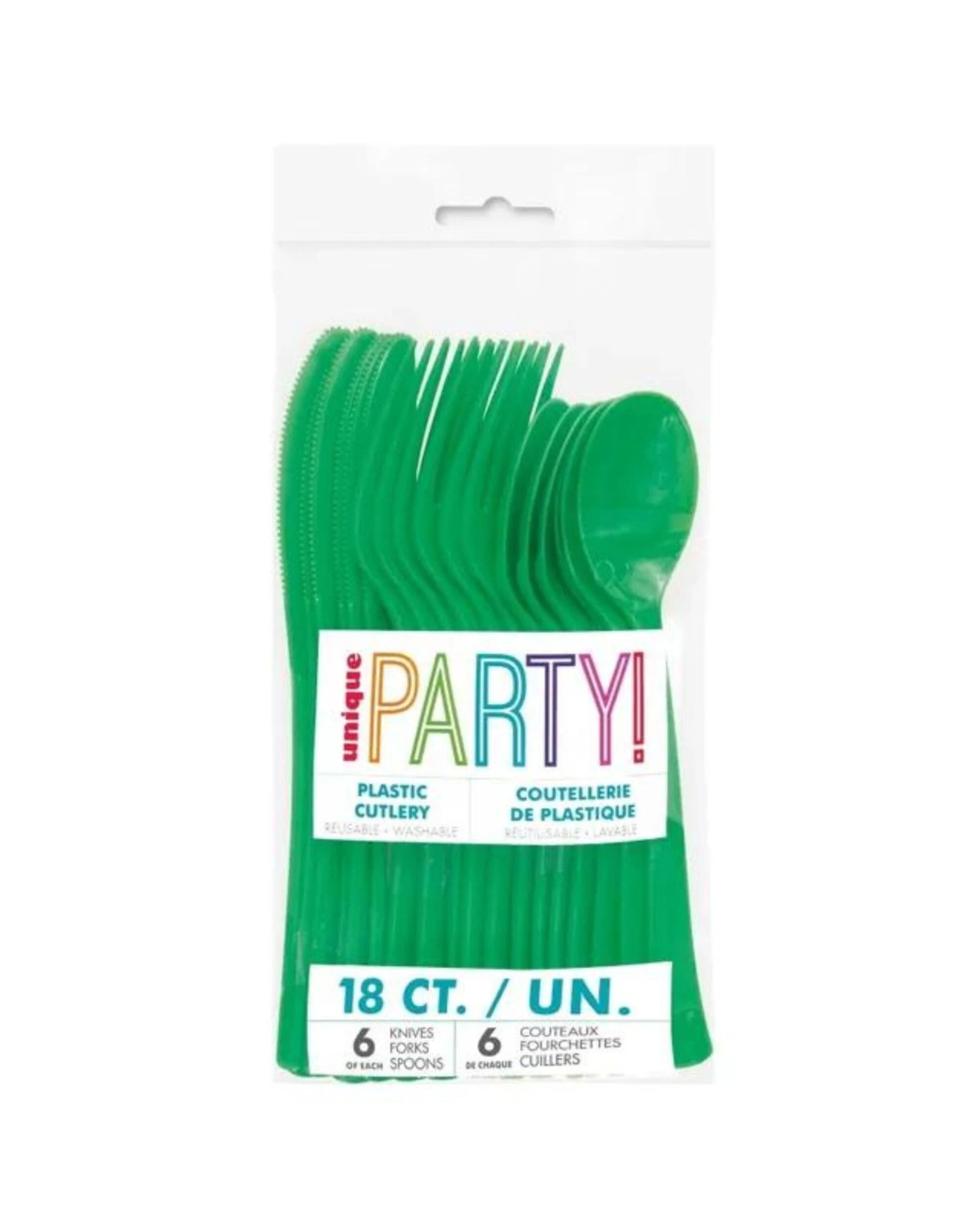 2 Unique Emerald Green Reusable Plastic Cutlery Pack of 18 - Green, 2 of 2