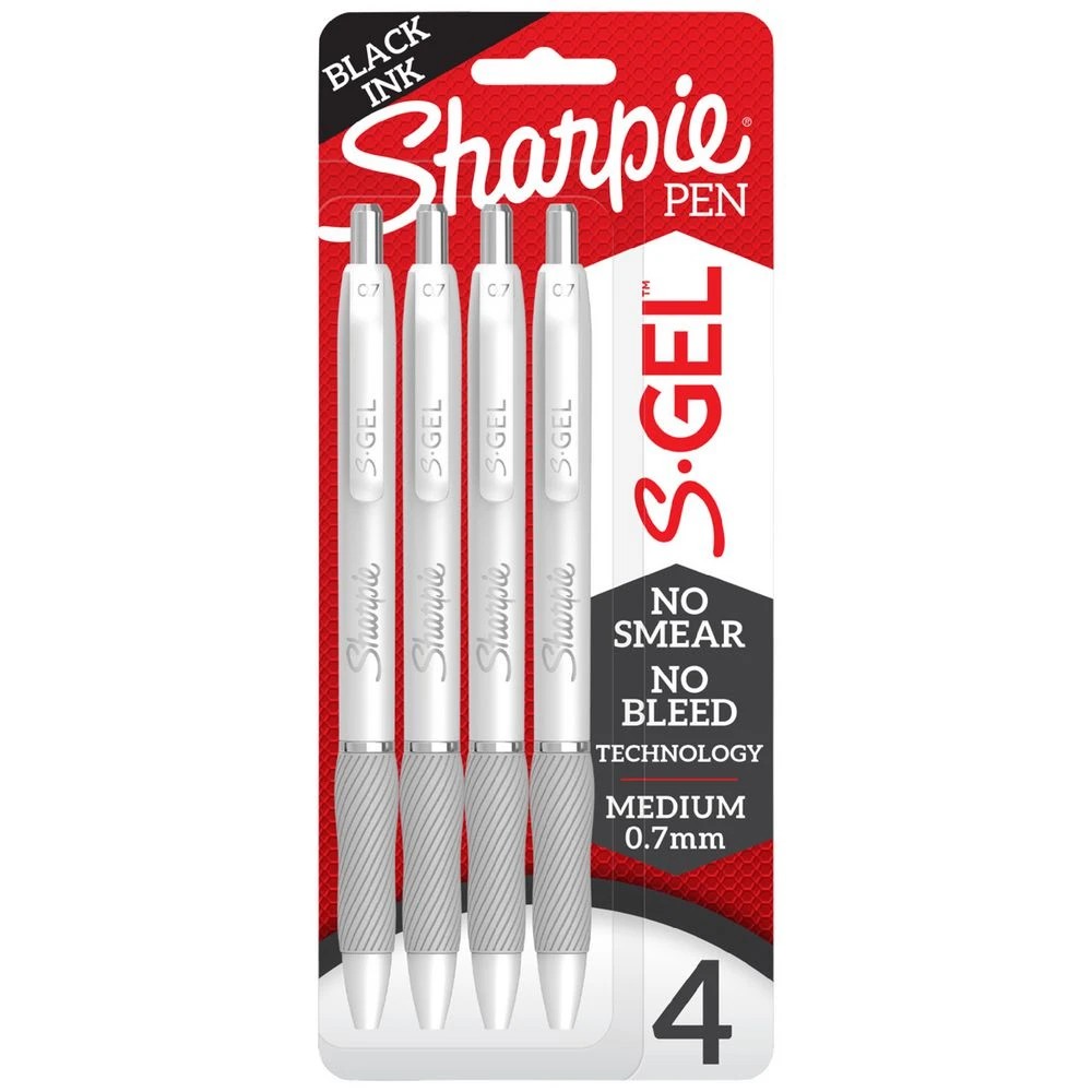 1 Sharpie S-Gel Retractable Gel Pen White Barrel Black 4 Pack, 1 of 8