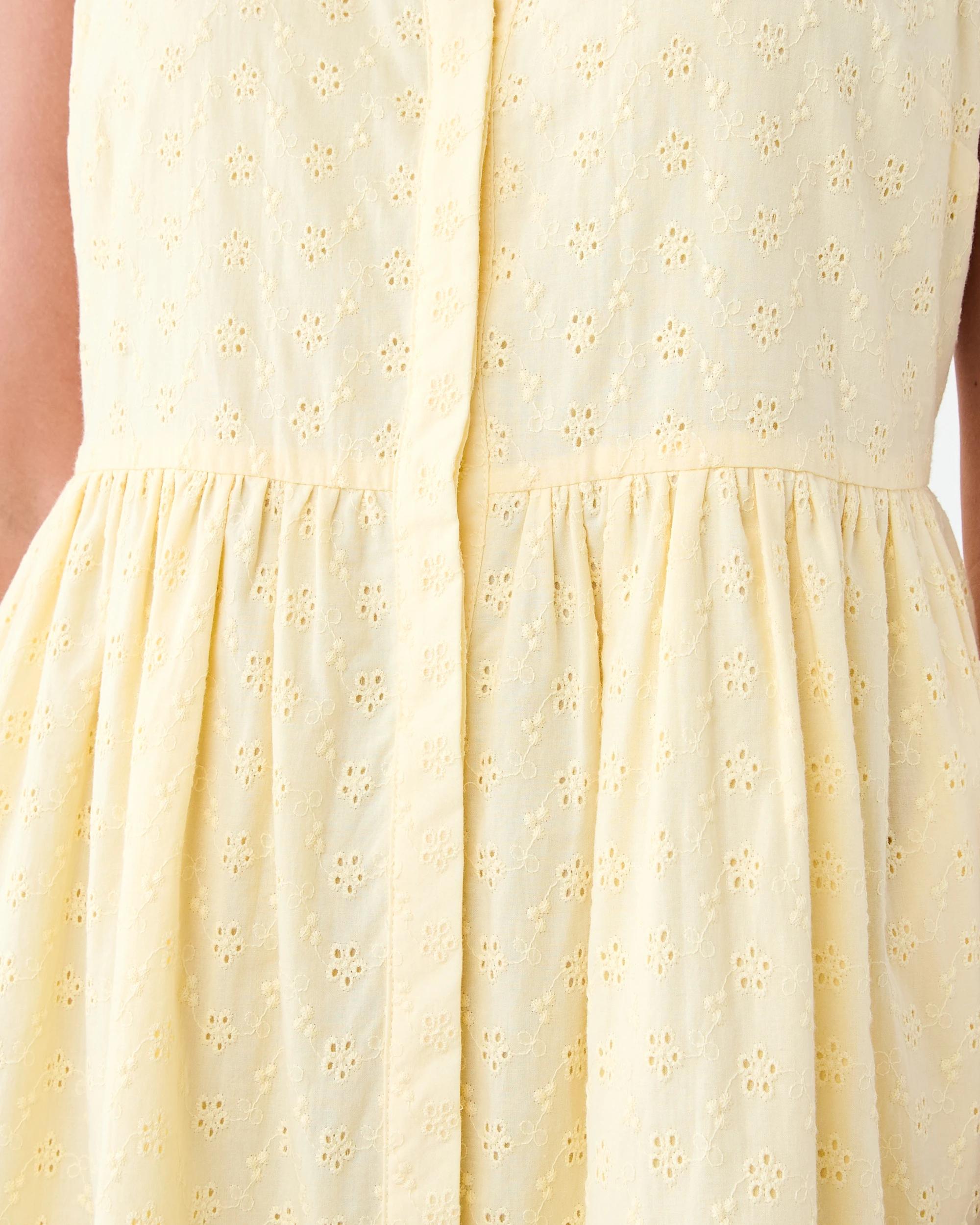 6 Sleeveless Tiered Broderie Mini Dress Fln Yellow, 6 of 9