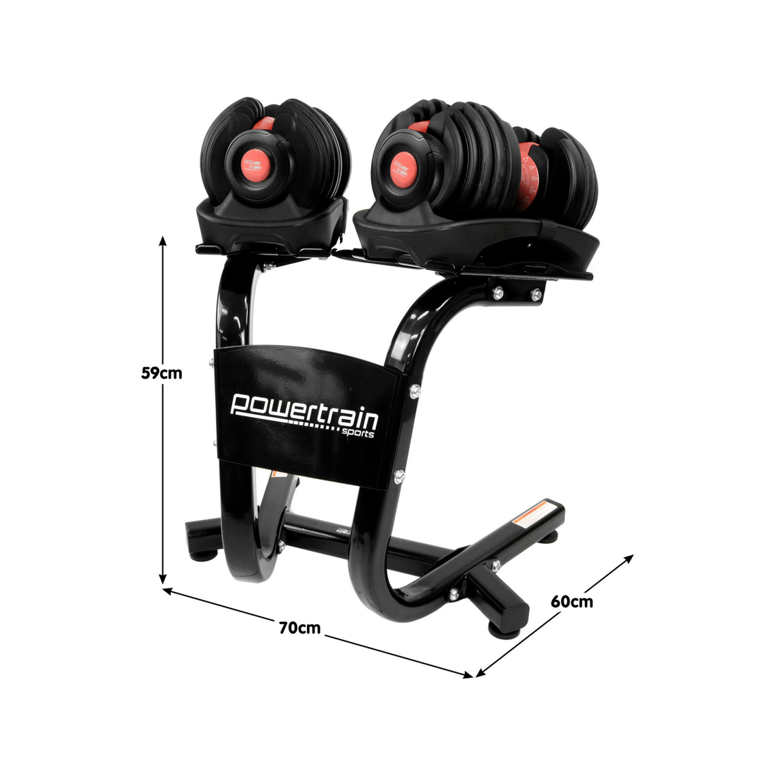 2 Powertrain 48kg Adjustable Dumbbells Set Home Gym Exercise Free Weights Stand - Red, 2 of 8