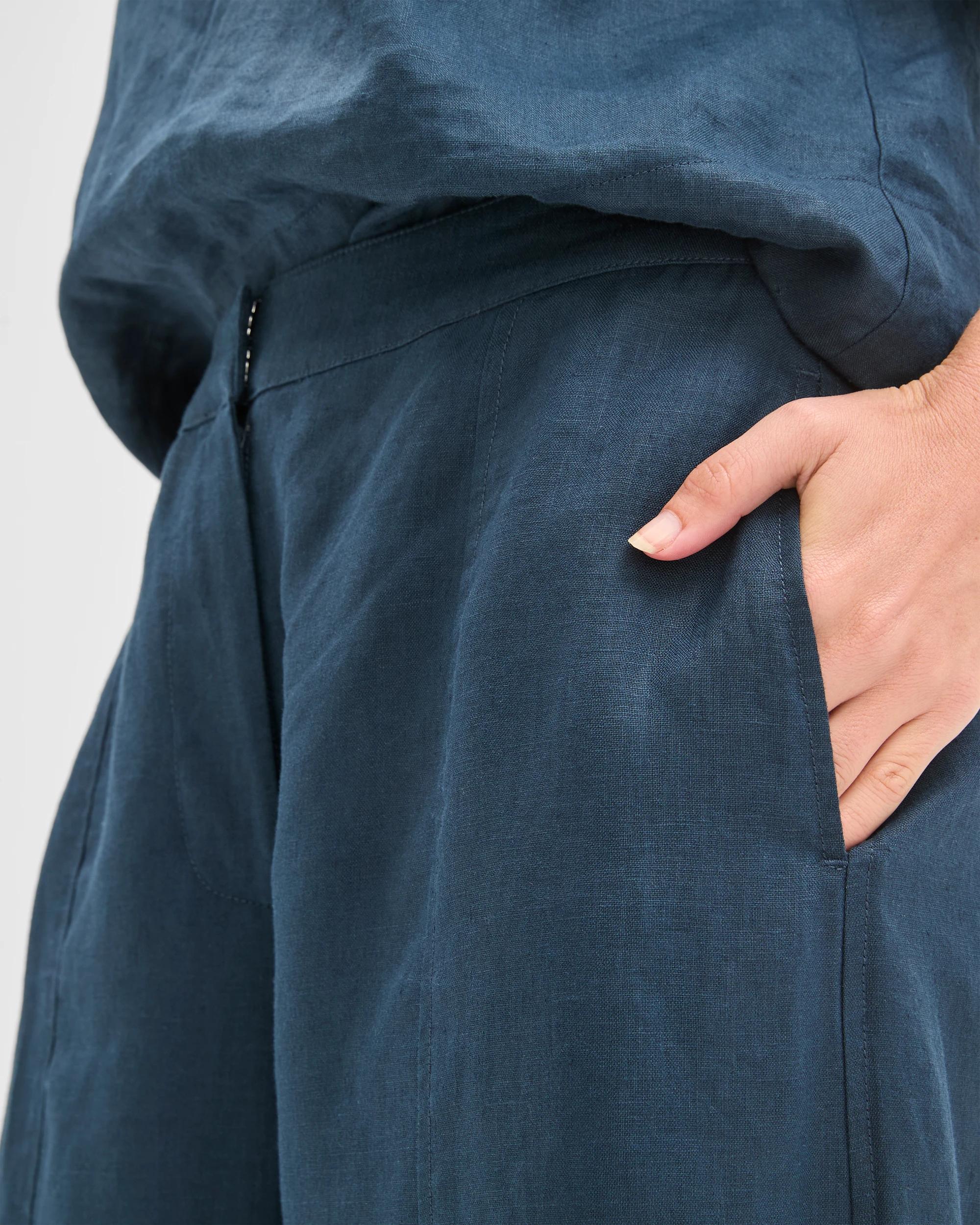 6 Target Woman European Linen Barrel Leg Pants DEEP OCEAN, 6 of 7