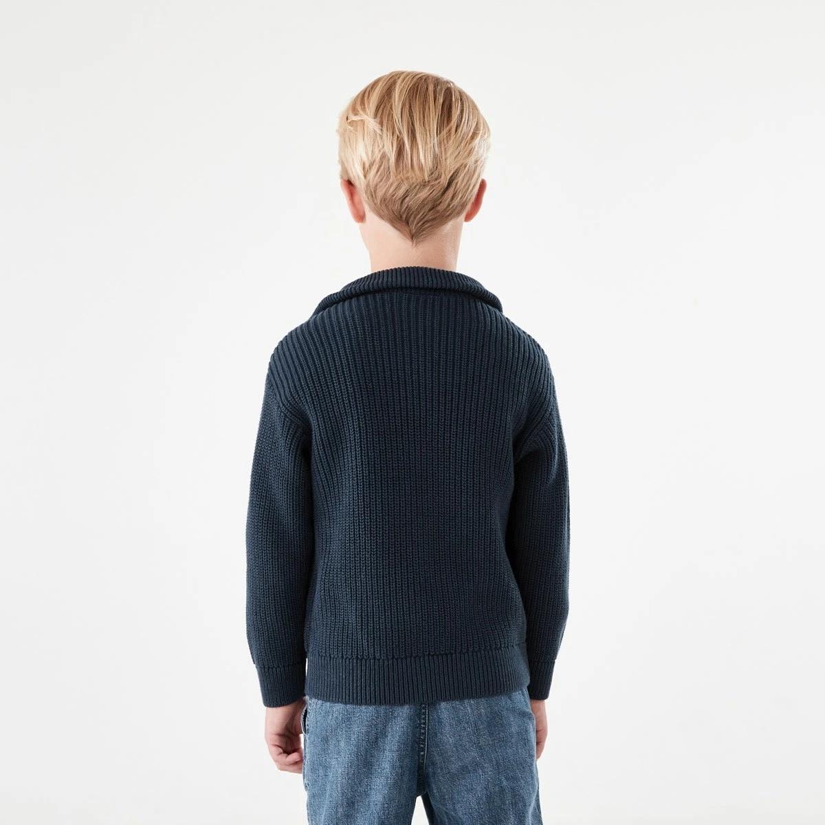 2 Funnel Neck Knit Top Dress Navy, 2 of 8