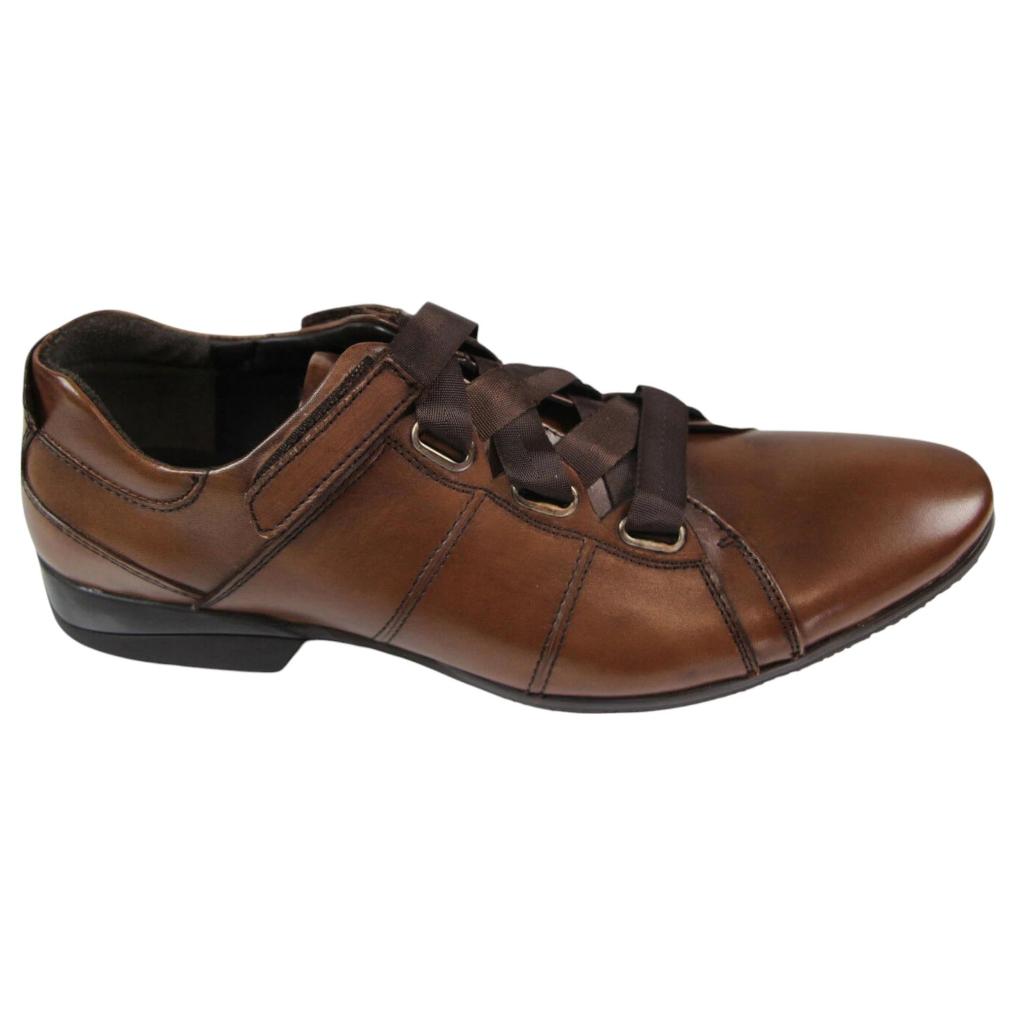 2 Zasel Mens Salah Coffee Casual Dress Work Leather Formal Everyday Shoes BROWN, 2 of 4