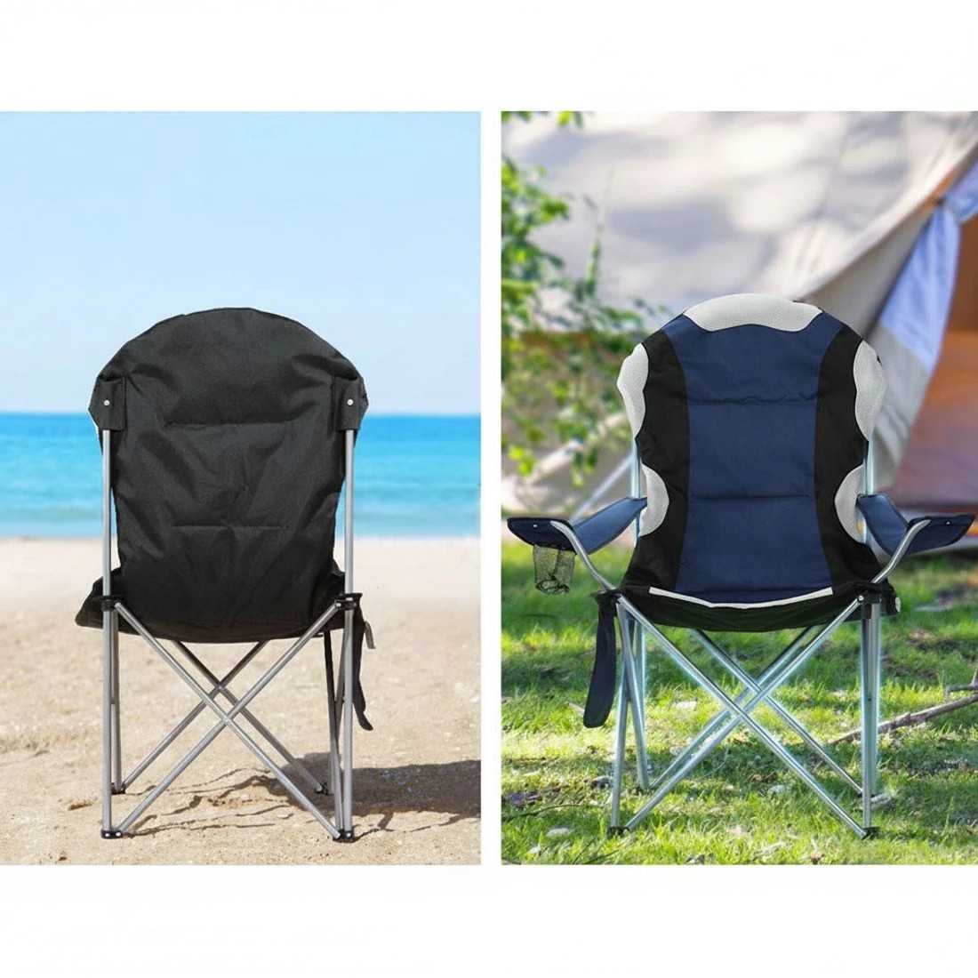 4 Weisshorn Camping Folding Chair Portable Outdoor Hiking Fishing Picnic  2pcs - Blue, 4 of 6