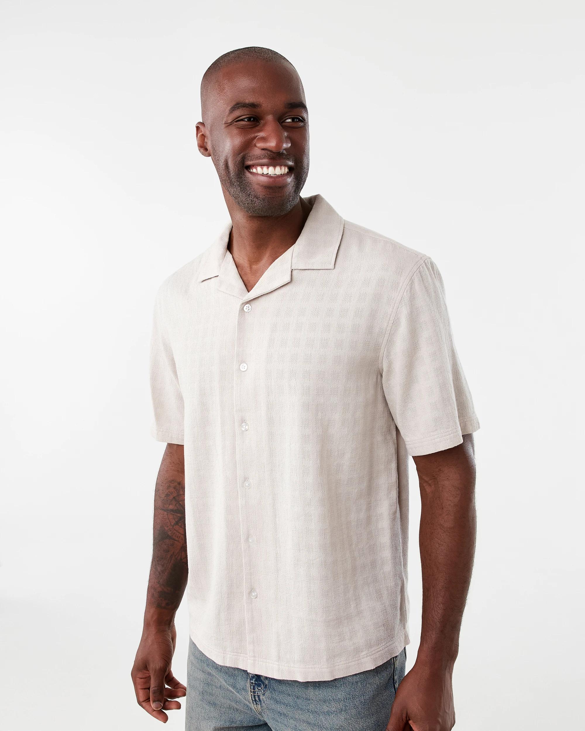 2 Short Sleeve Geometric Shirt Bge Dune, 2 of 6