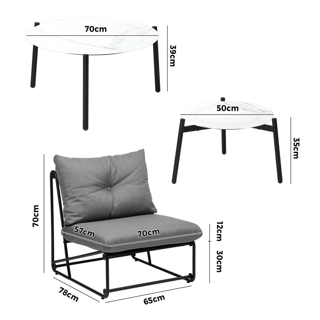 2 Livsip Outdoor Furniture Sofa Set 8-Piece Lounge Setting Table Chairs - Grey, 2 of 9