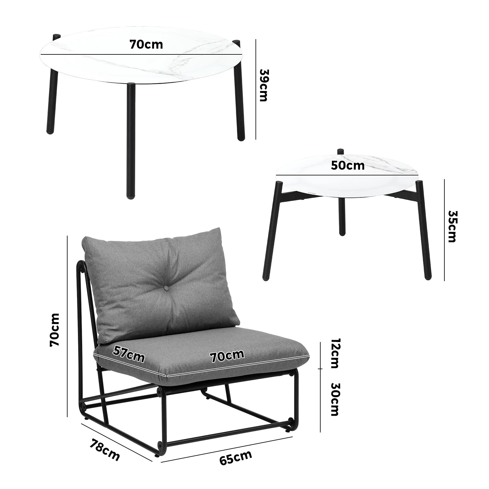 2 Livsip Outdoor Furniture Sofa Set 8-Piece Lounge Setting Table Chairs - Grey, 2 of 9