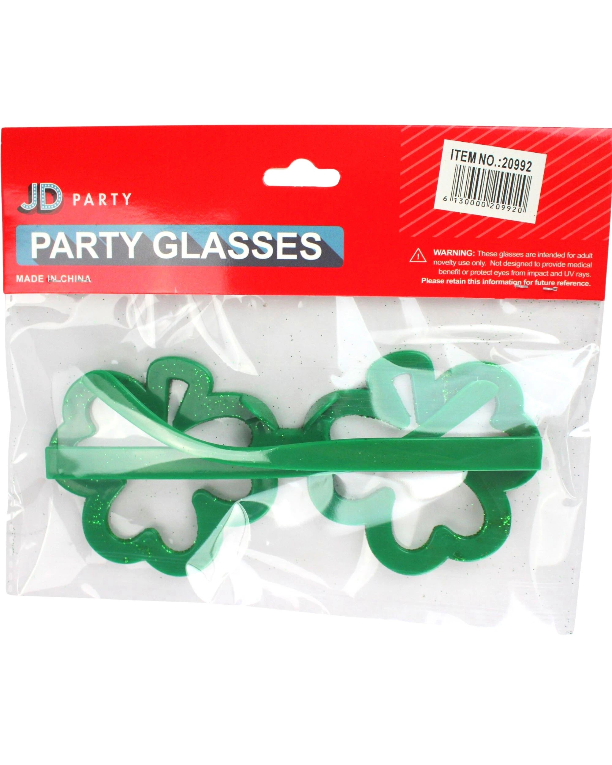 4 JD Party St Patrick's Day Glitter Shamrock Party Glasses - Green, 4 of 4
