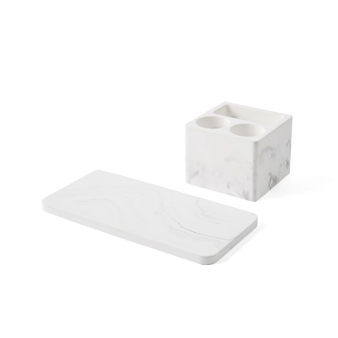 2 Marble Look Toothbrush Holder and Tray, 2 of 8
