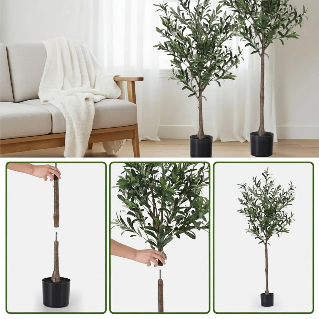 6 Artiss 155cm Artificial Olive Tree Faux Trees Indoor Decor Artificial Plants Lifelike Plant - Green, 6 of 9
