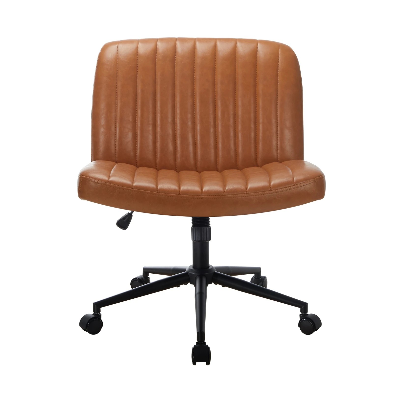 3 Oikiture Armless Office Desk Chair Faux Leather
 - Brown, 3 of 10