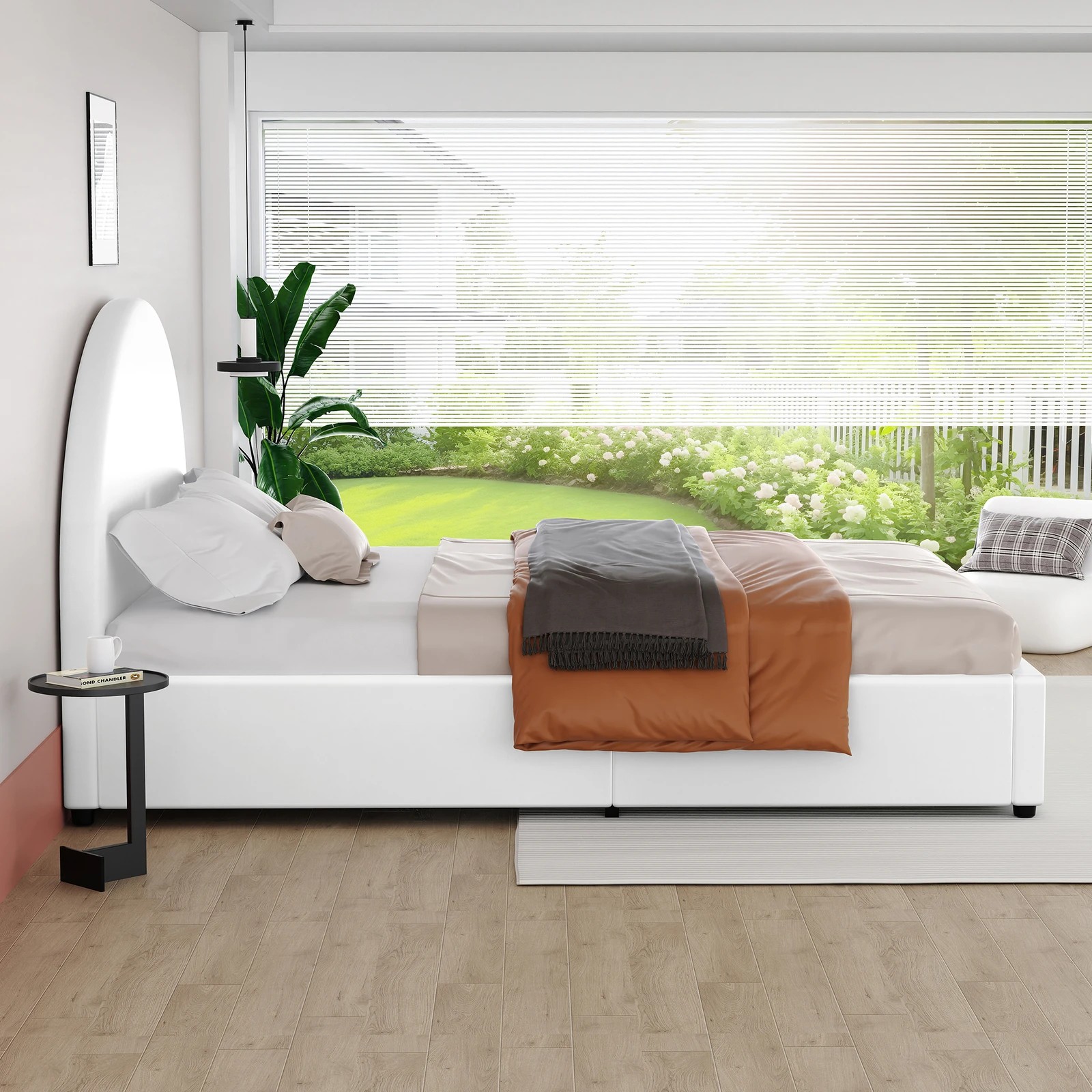 5 Alfordson Bed Frame King Size Gas Lift Base With Storage Leather Howell - White, 5 of 10