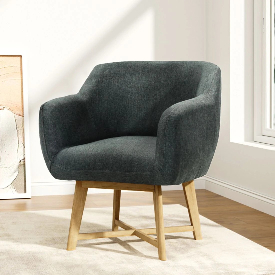 3 Artiss Armchair Tub Chair Charcoal Aston - Charcoal, 3 of 6