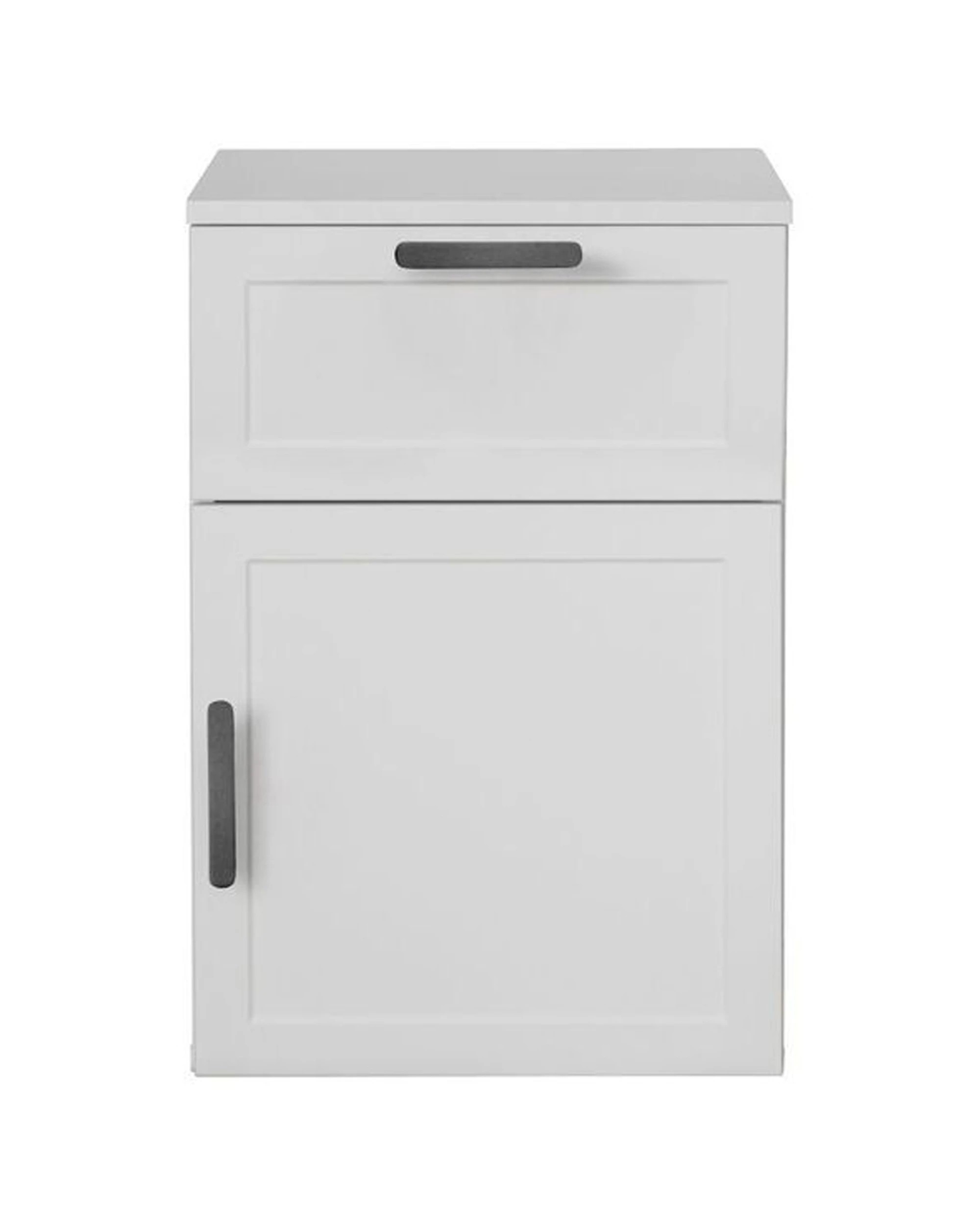 1 European Cabinetry Porto Bedside Table Hamptons Oval Handle - White, 1 of 4