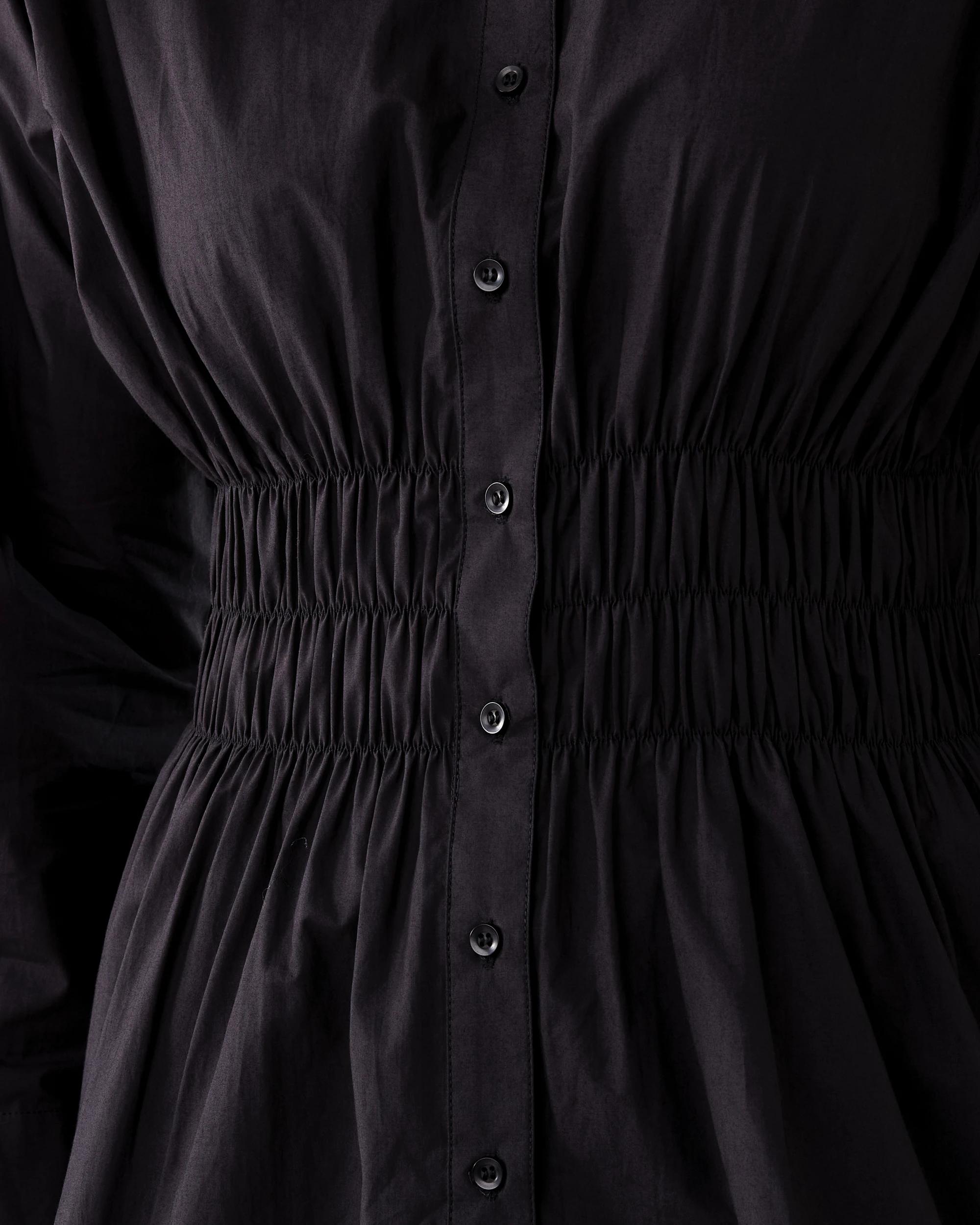 5 Long Sleeve Shirred Waist Shirt Black, 5 of 6