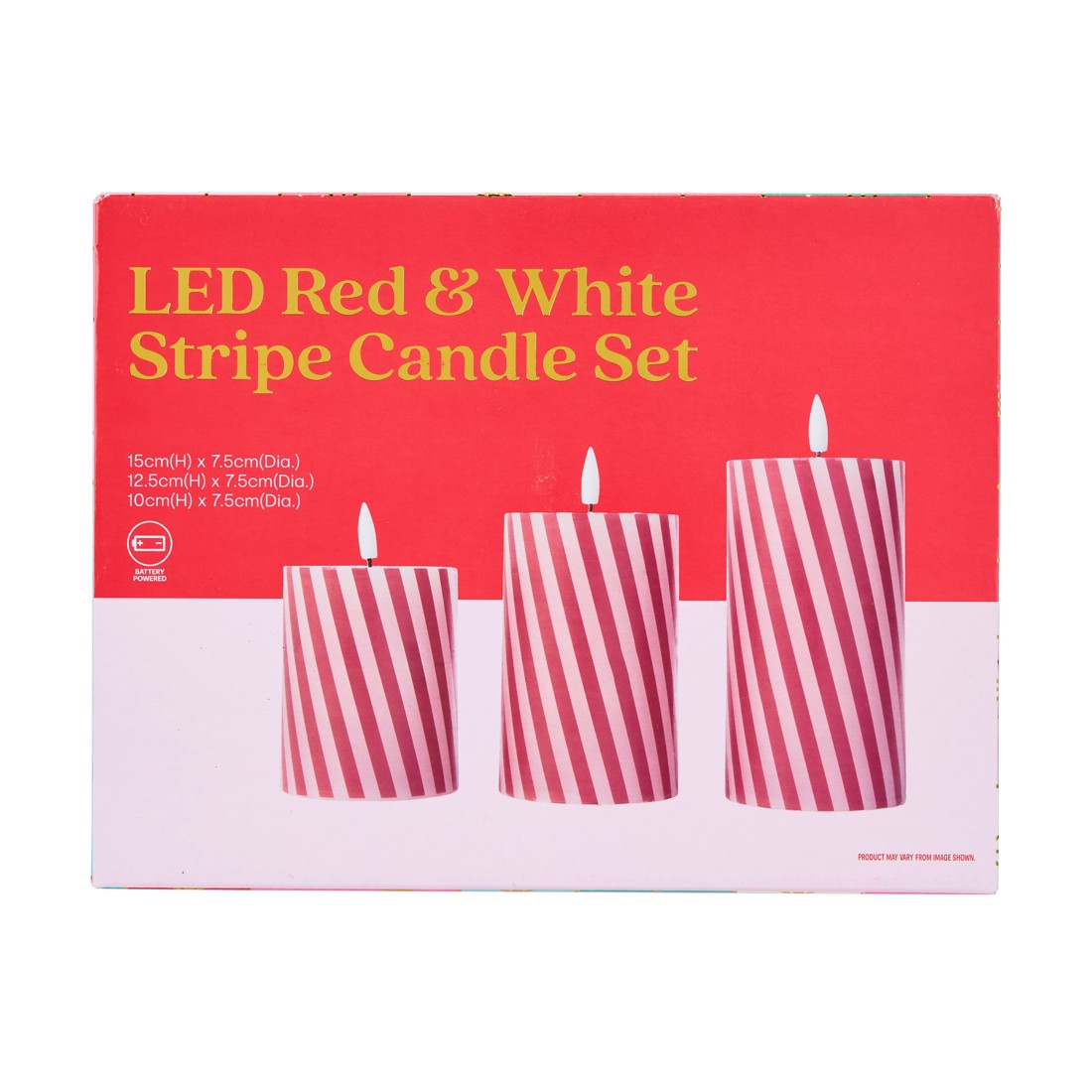 9 LED Red and White Stripe Candle Set, 9 of 9