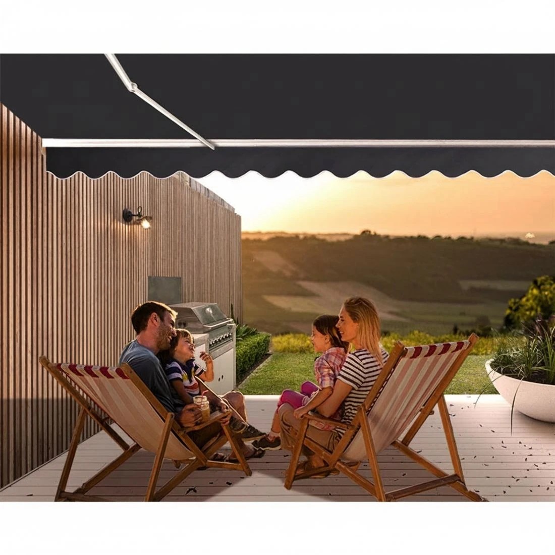 6 Instahut Retractable Folding Arm Awning Manual Sunshade 5Mx3M - Grey, 6 of 6