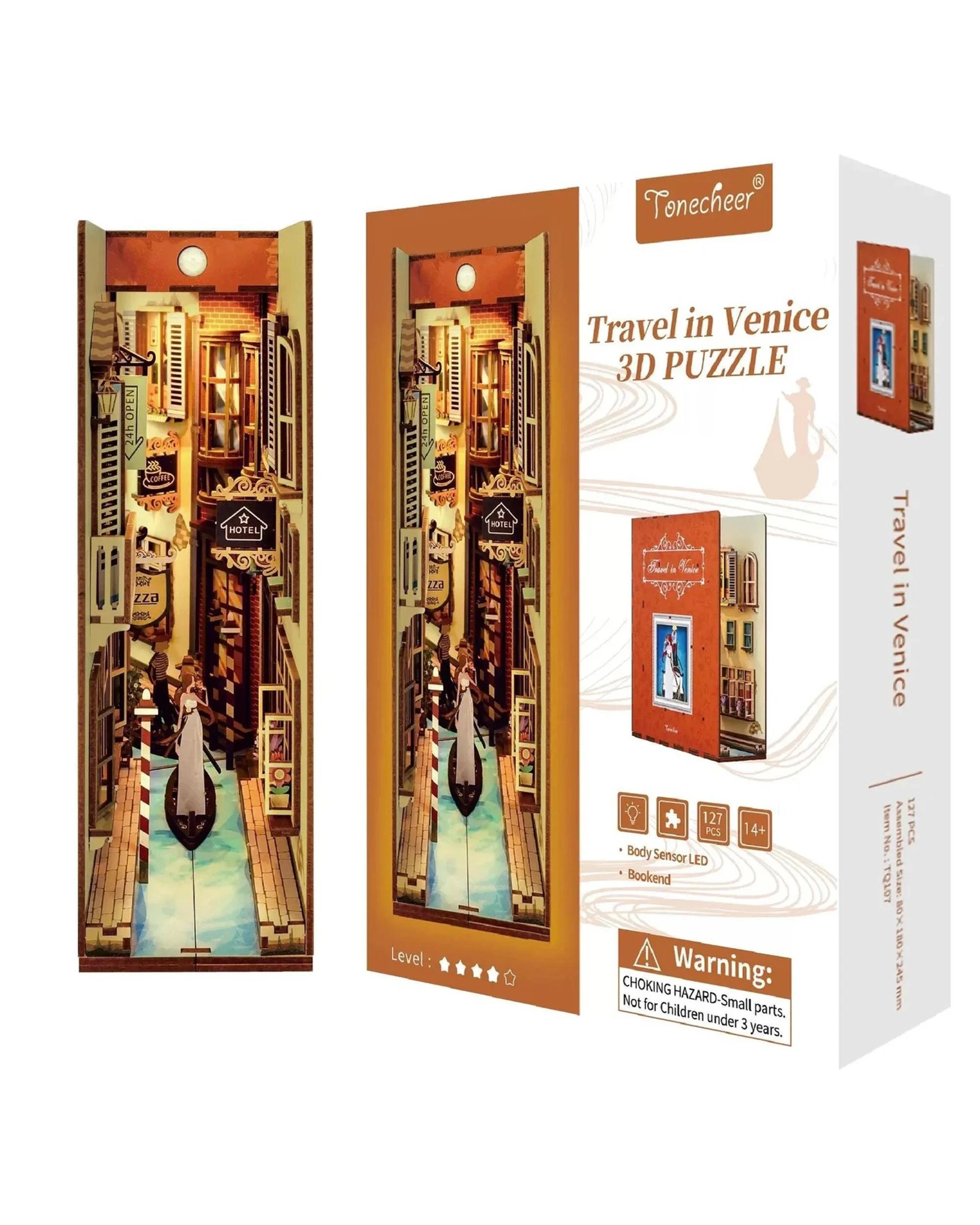 1 Tonecheer 3D Wooden Puzzle DIY Book Nook Kit - Travel in Venice, 1 of 8
